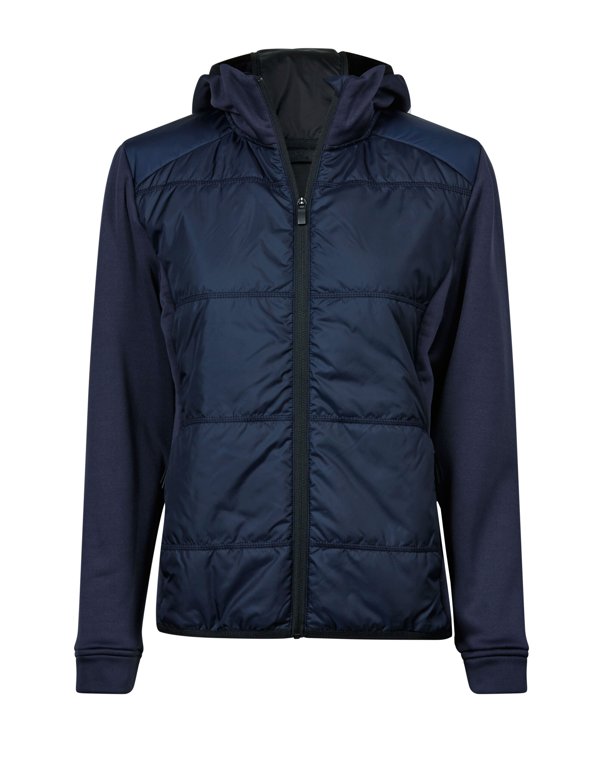 TJ9113 Ladies’ Hybrid-Stretch Hooded Jacket Navy/Navy TJ9113 Ladies’ Hybrid-Stretch Hooded Jacket Navy/Navy