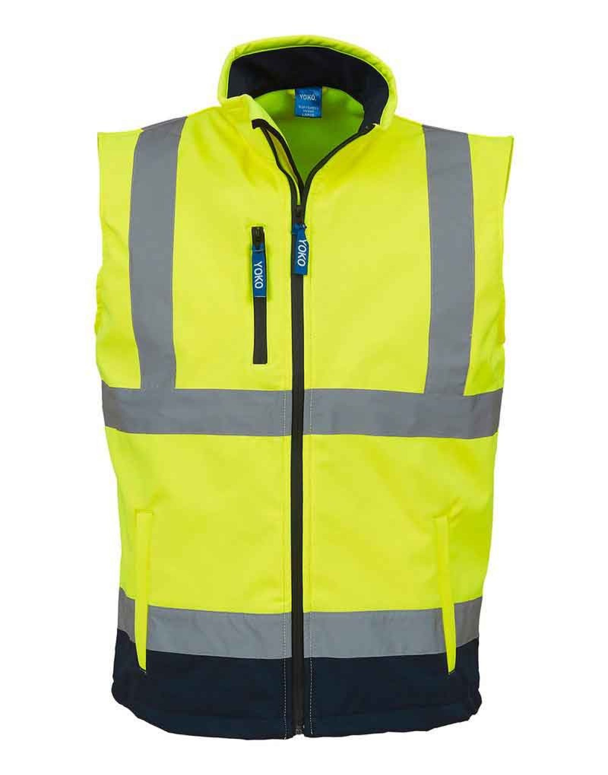 HV006 Hi-Vis Yellow/Navy Hi-Vis Softshell Bodywarmer HV006 Hi-Vis Yellow/Navy Hi-Vis Softshell Bodywarmer