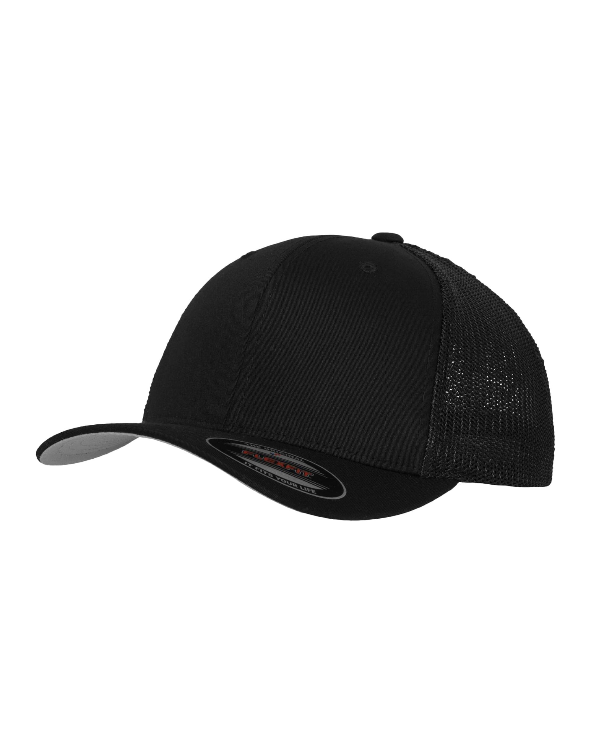 6511 Black Flexfit Mesh Trucker