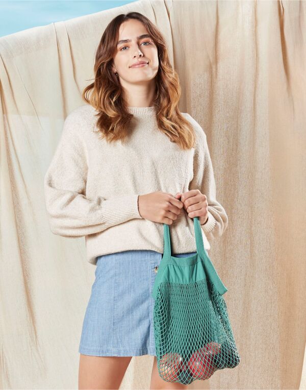 Airforce Blue Organic Cotton Mini Mesh Grocery Bag