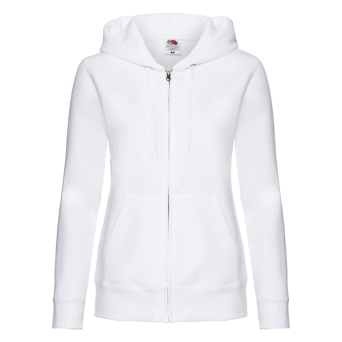 62118 White Ladies’ Premium Hooded Sweat Jacket