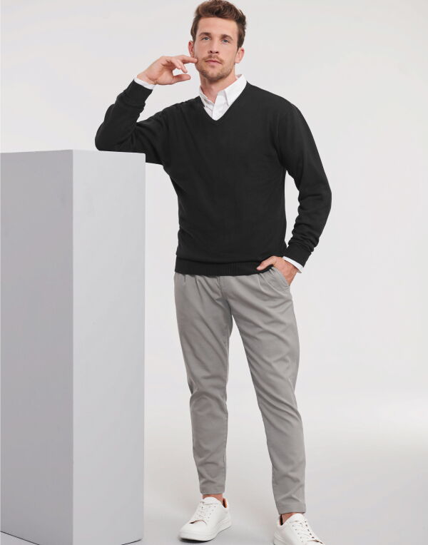 Cranberry Marl Men’s V-Neck Knitted Pullover