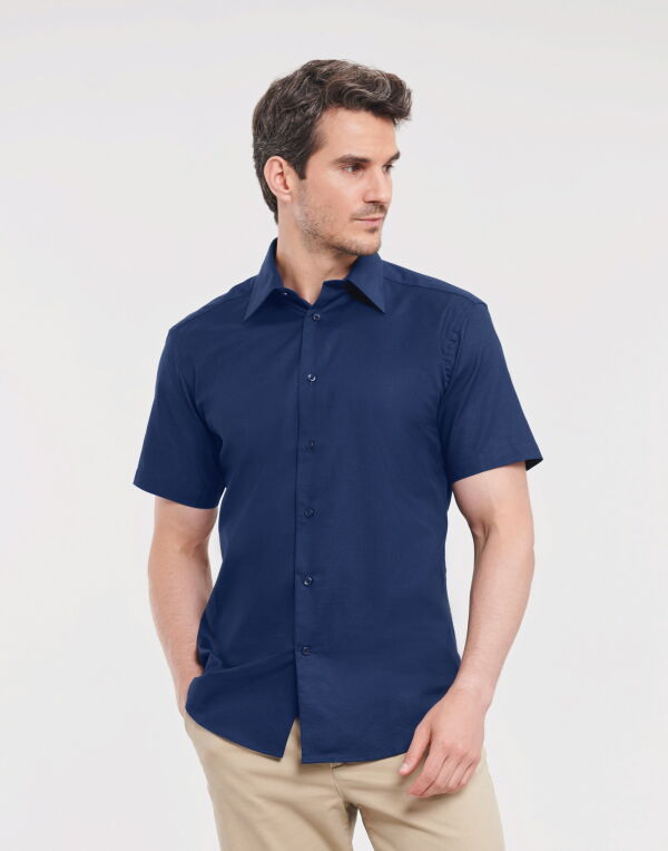 Bright Royal Men’s Short Sleeve Tailored Oxford Shirt
