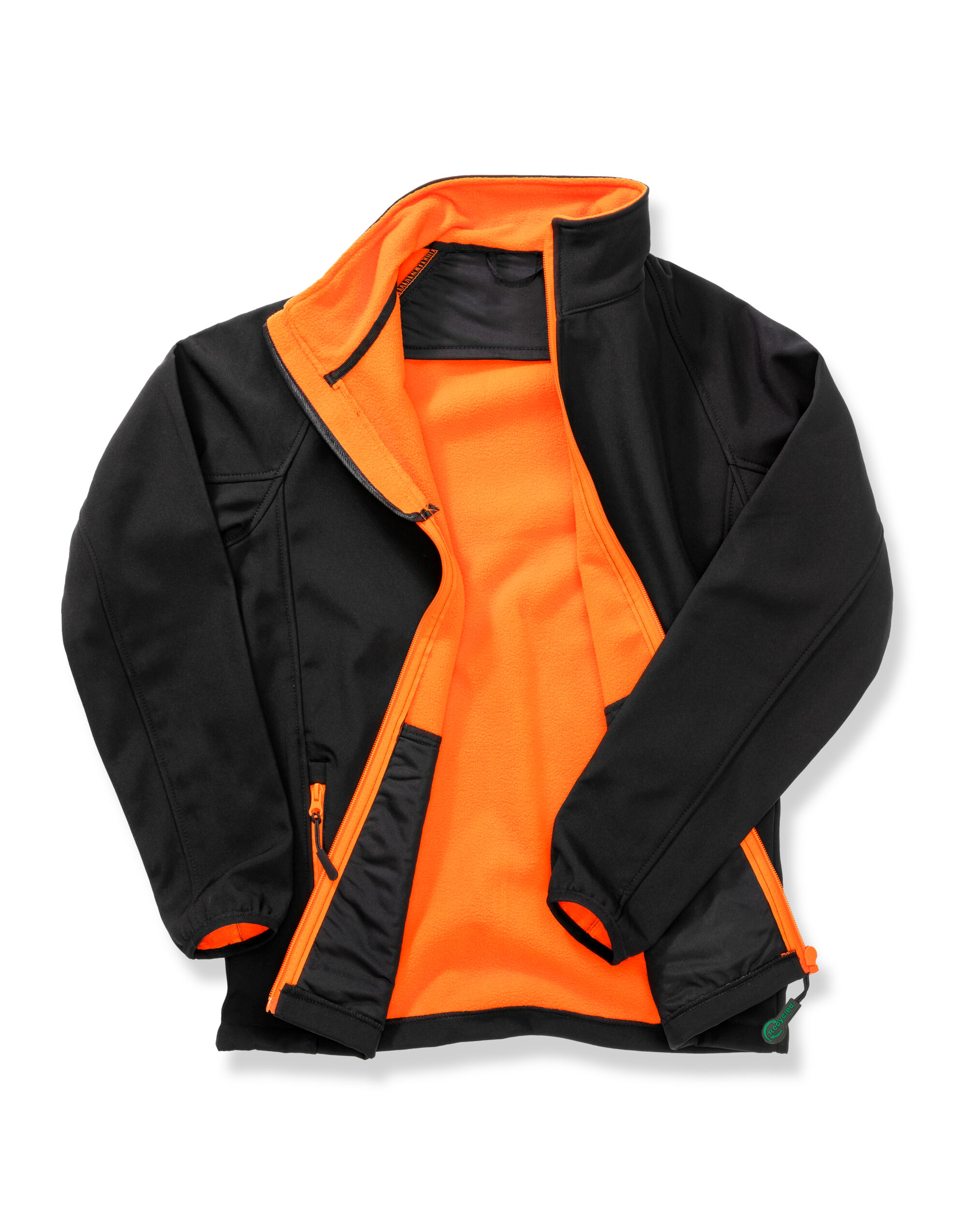 R231F Ladies’ Printable Softshell Jacket with Recycled Inner Fleece Black/Orange