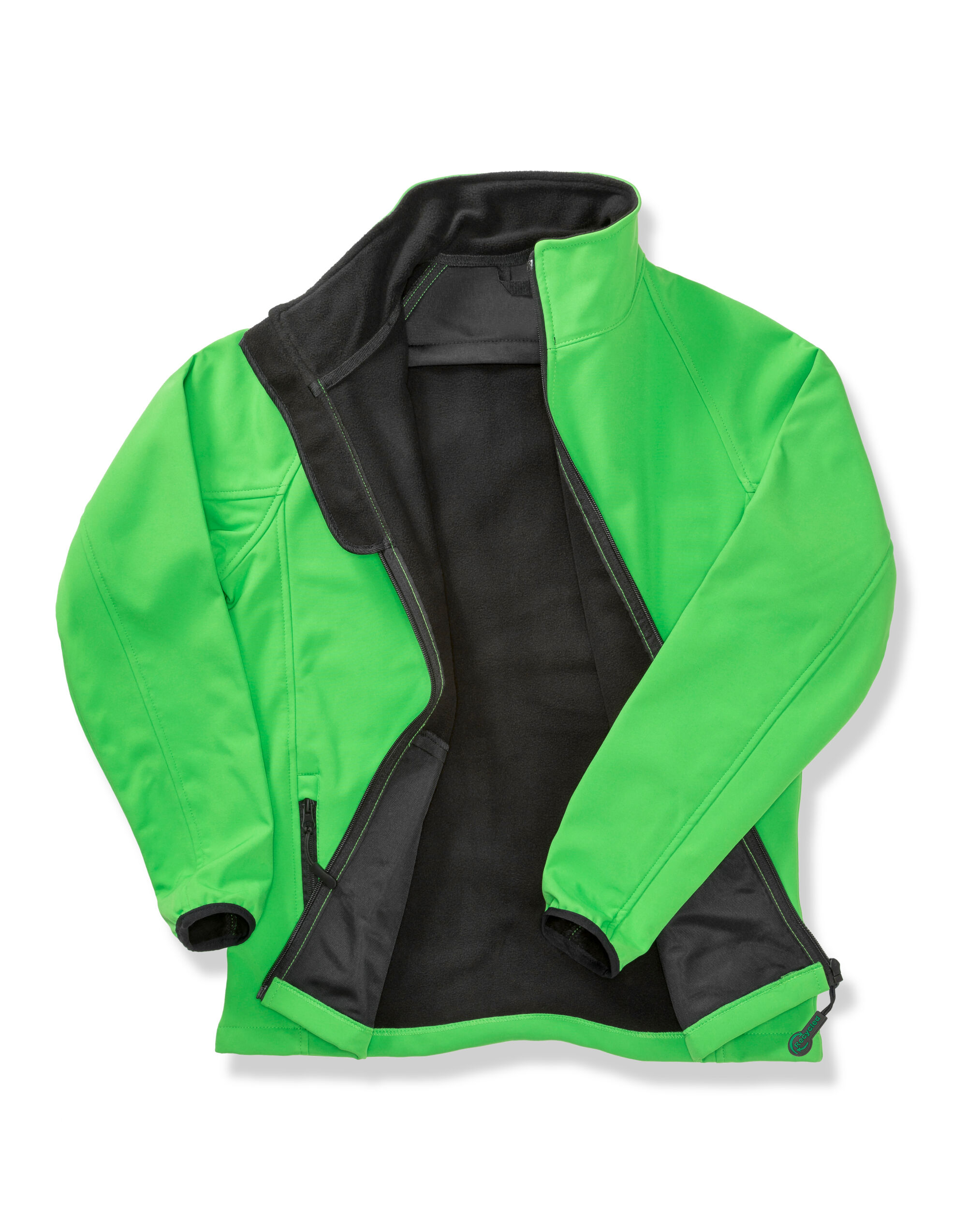 R231F Ladies’ Printable Softshell Jacket with Recycled Inner Fleece Vivid Green/Black