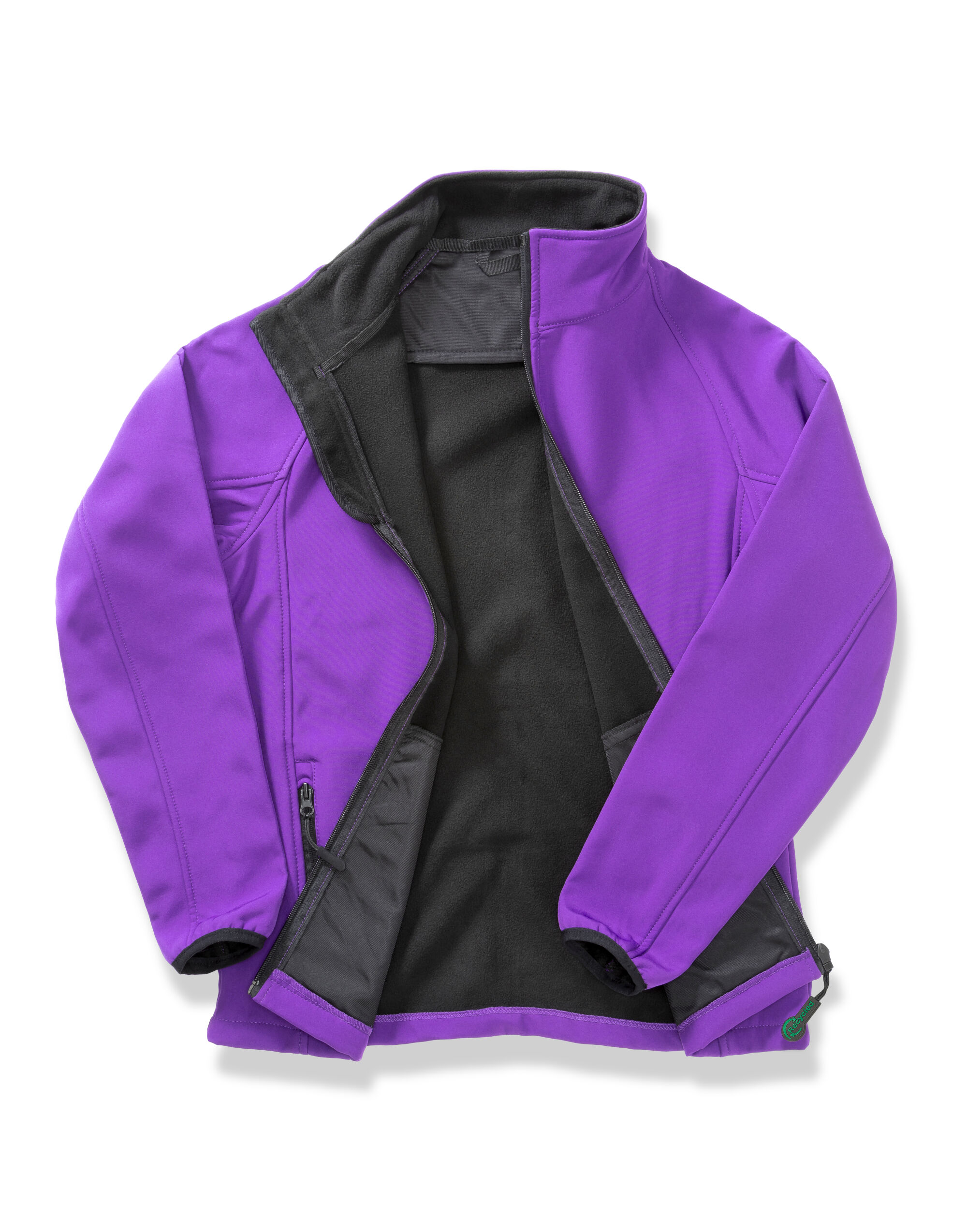R231F Ladies’ Printable Softshell Jacket with Recycled Inner Fleece Purple/Black