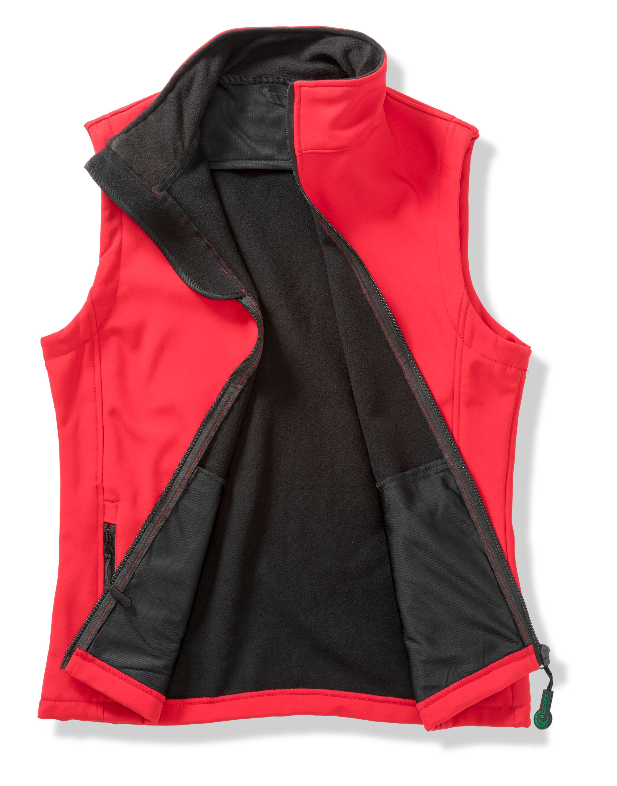 R232F Ladies’ Printable Softshell Bodywarmer with Recycled Fleece Inner Red/Black