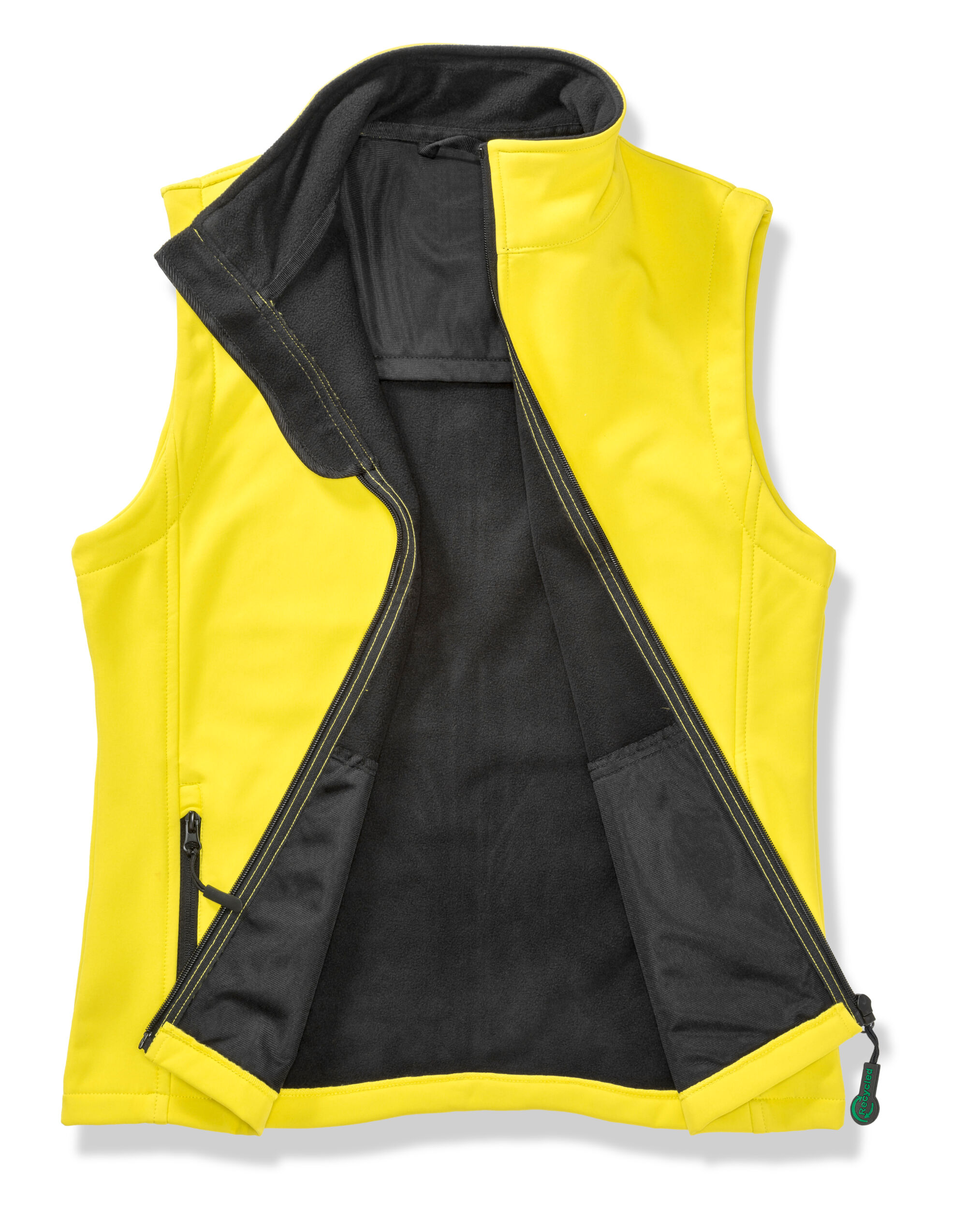 R232F Ladies’ Printable Softshell Bodywarmer with Recycled Fleece Inner Yellow/Black