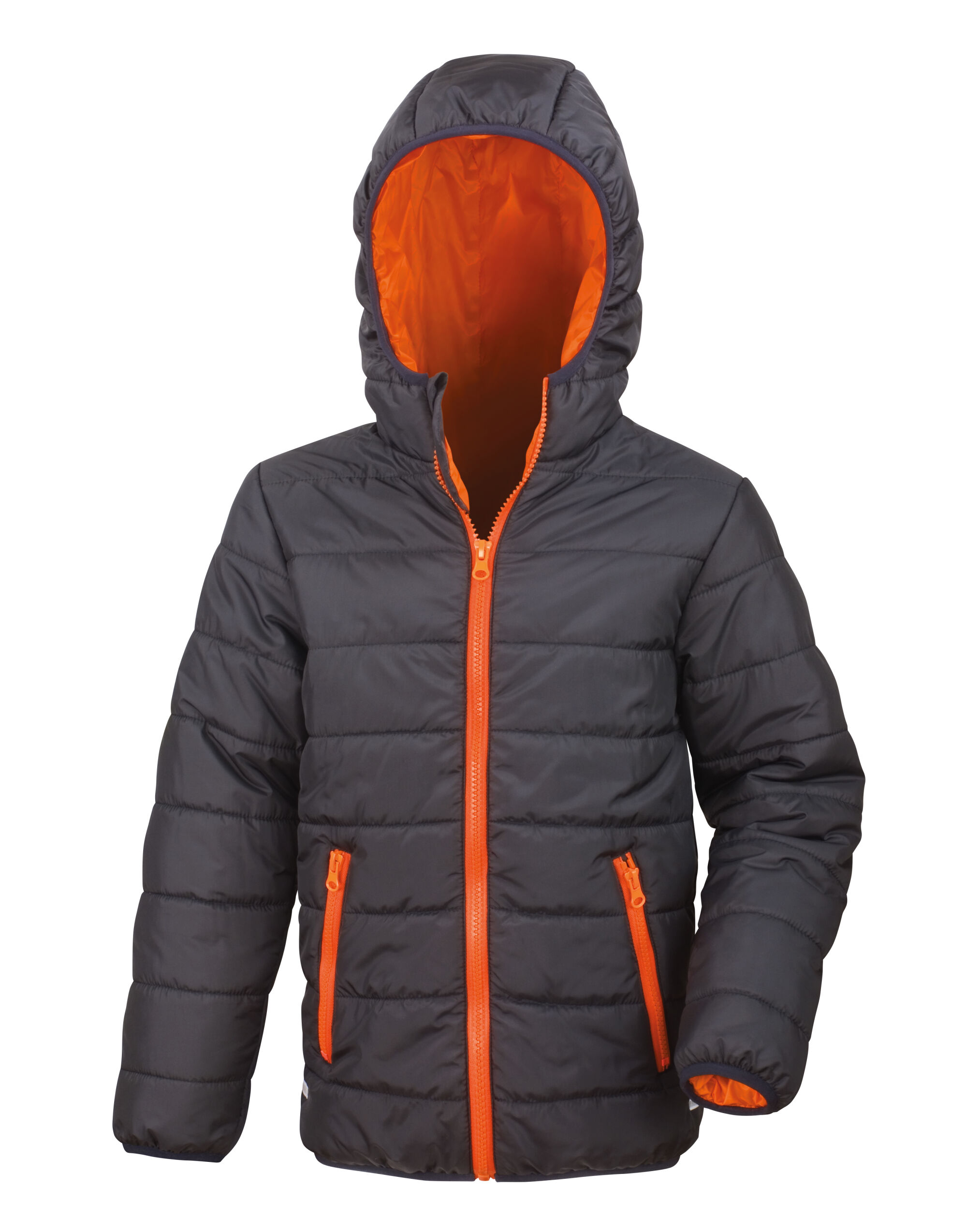 R233JY Children’s Soft Padded Jacket Black/Orange