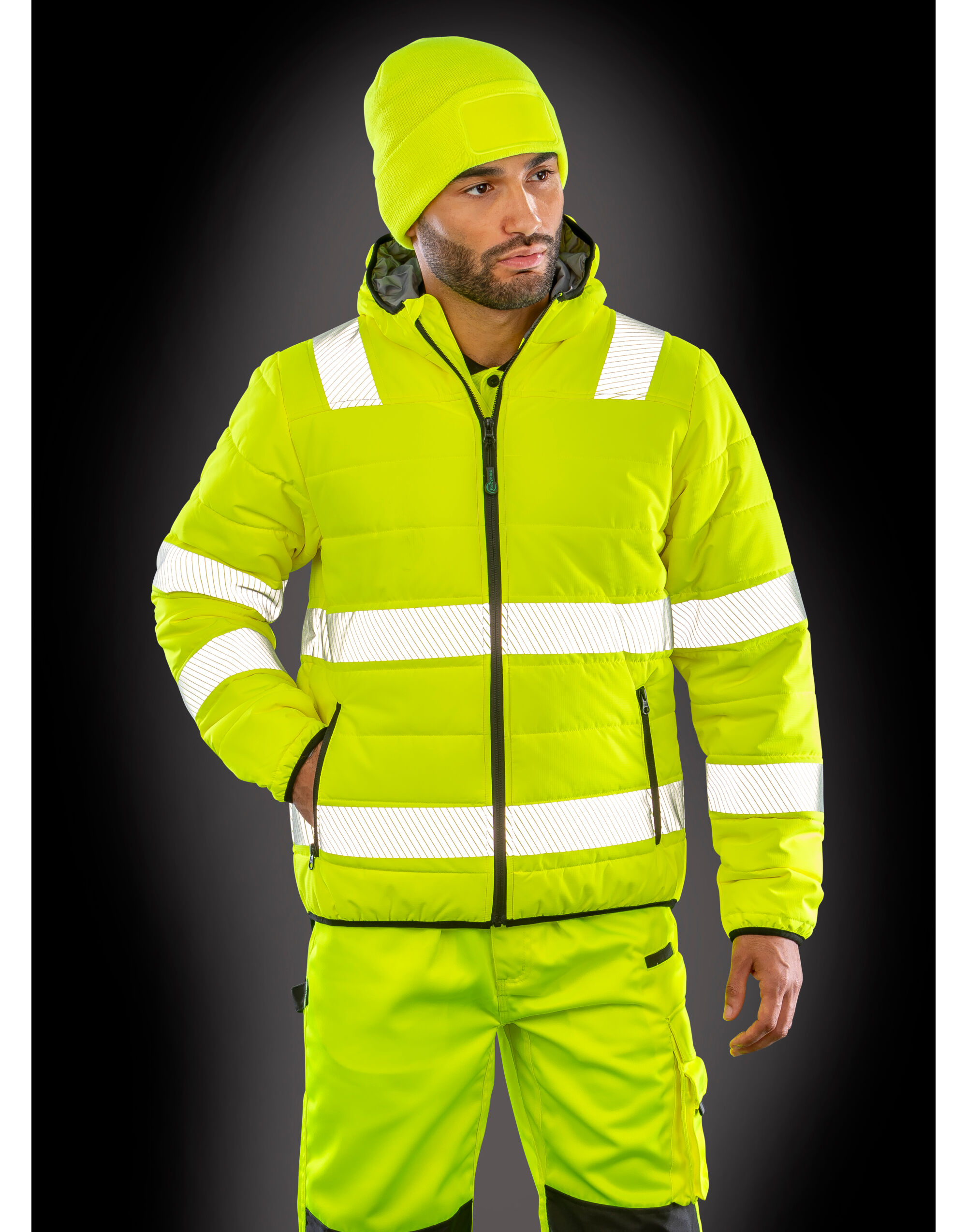 R500X Recycled Ripstop Padded Safety Jacket Fluoresent Yellow