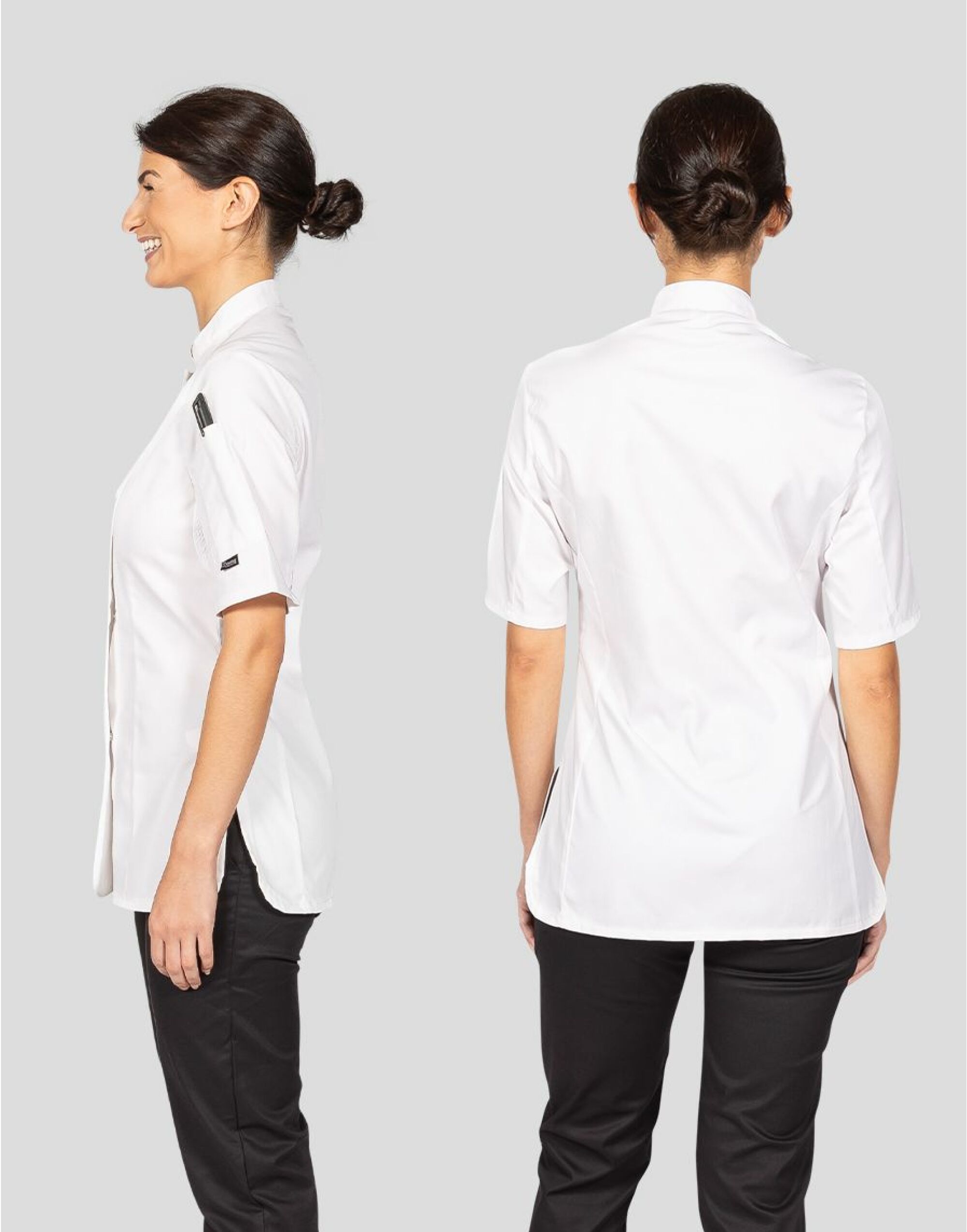 DD33S Ladies’ Short Sleeve Fitted Chef’s Jacket White
