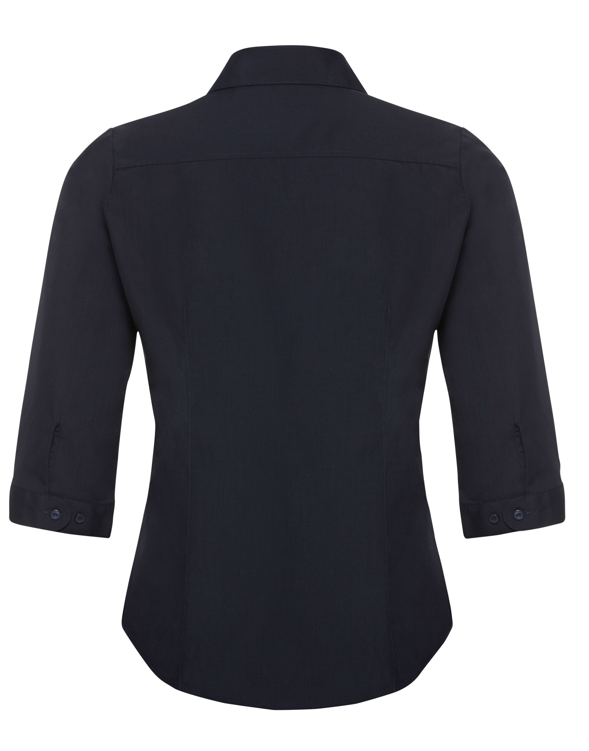 926F Ladies’ 3/4 Sleeve Fitted Polycotton Poplin Shirt French Navy