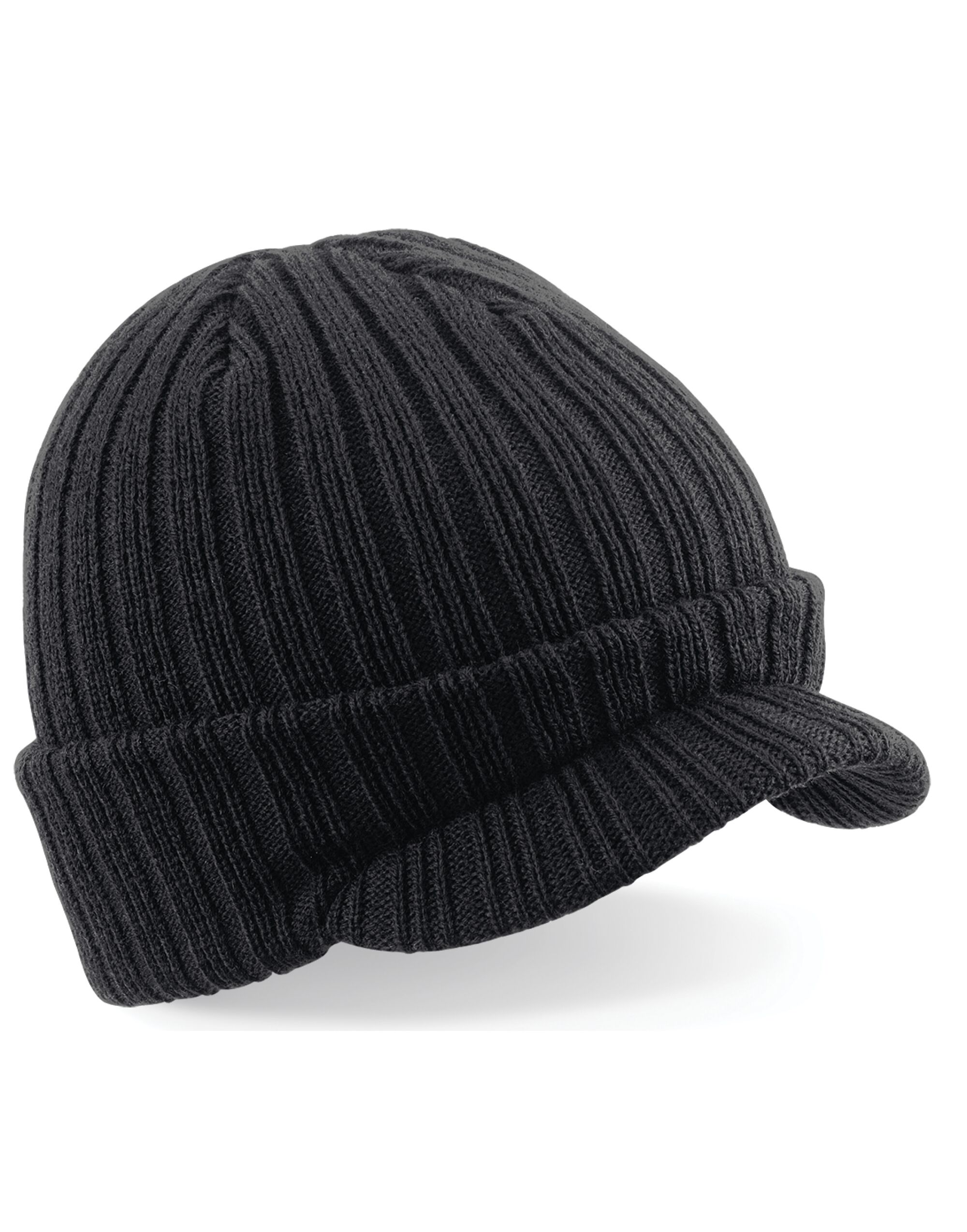 Black Peaked Beanie