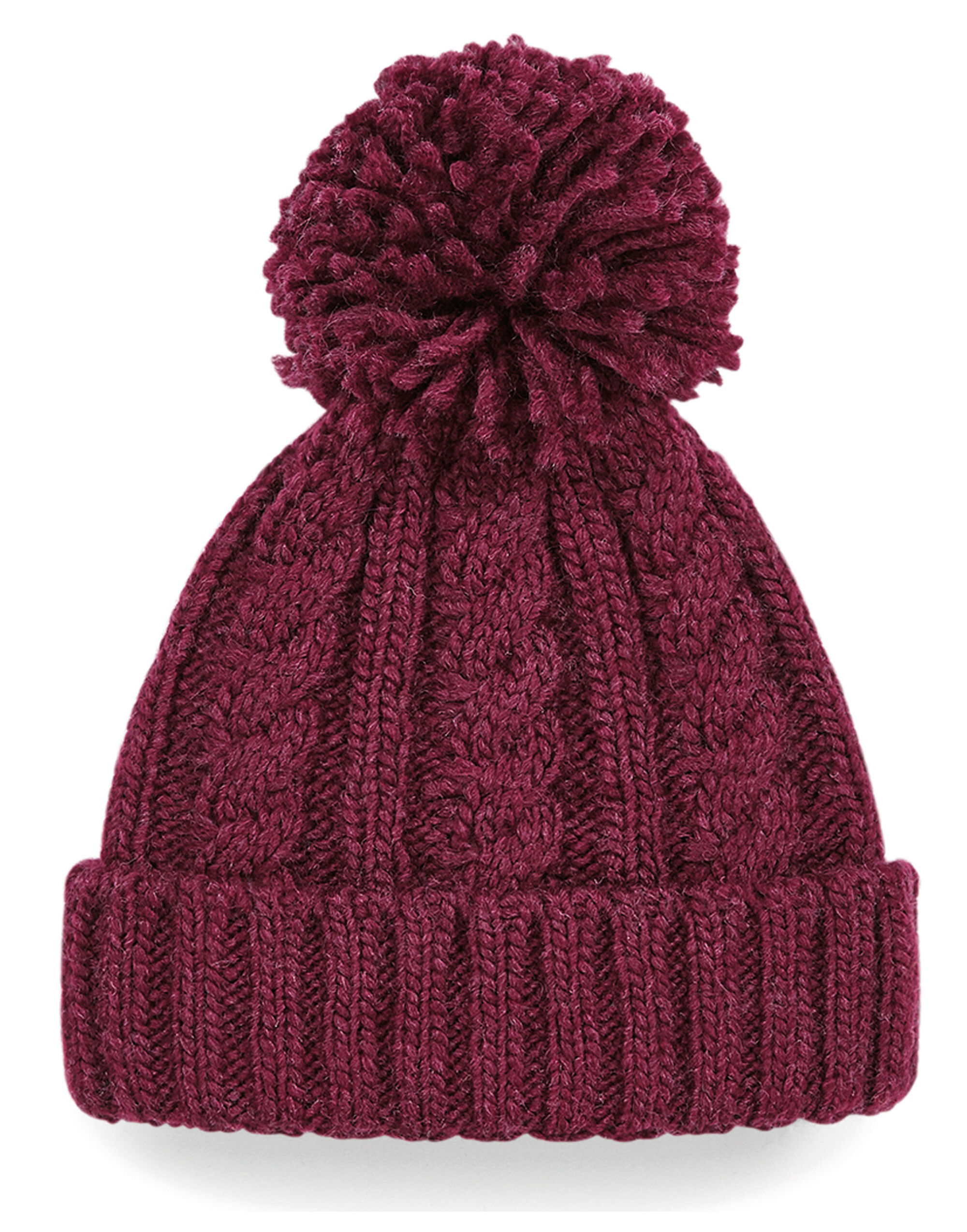 B480 Cable Knit Melange Beanie Burgundy