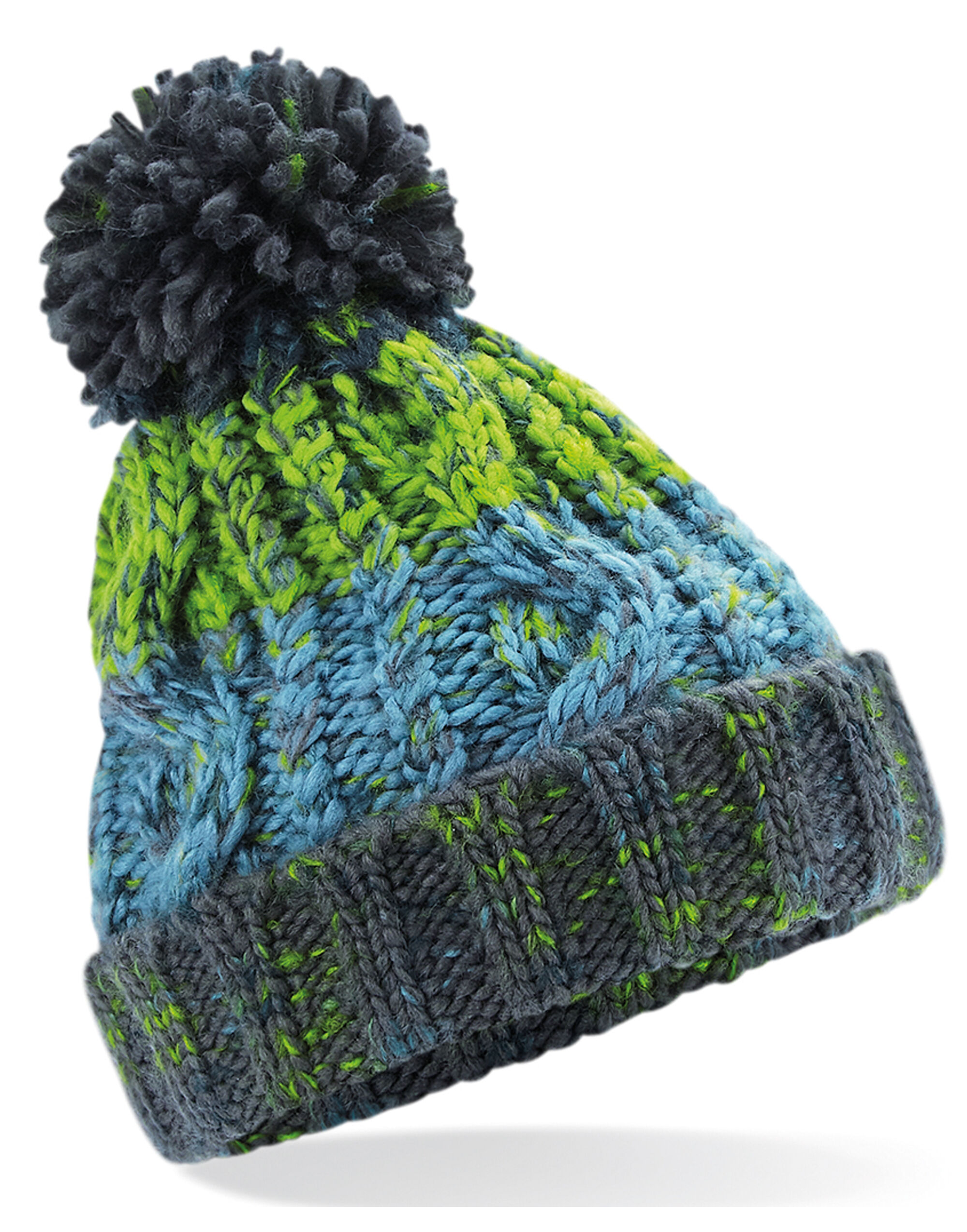 B486B Junior Corkscrew Pom Pom Beanie Electric Grey B486B Junior Corkscrew Pom Pom Beanie Electric Grey