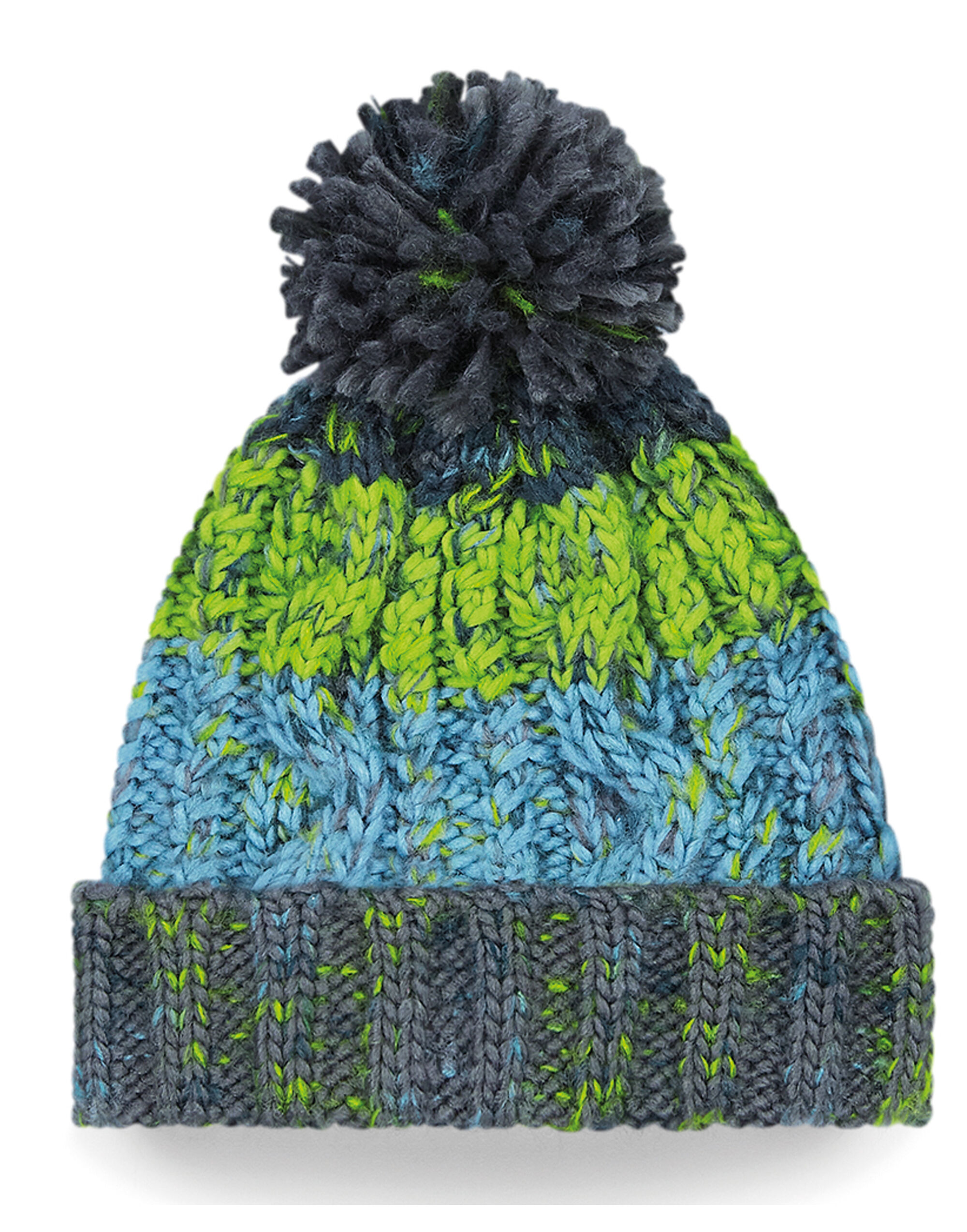 B486B Junior Corkscrew Pom Pom Beanie Electric Grey