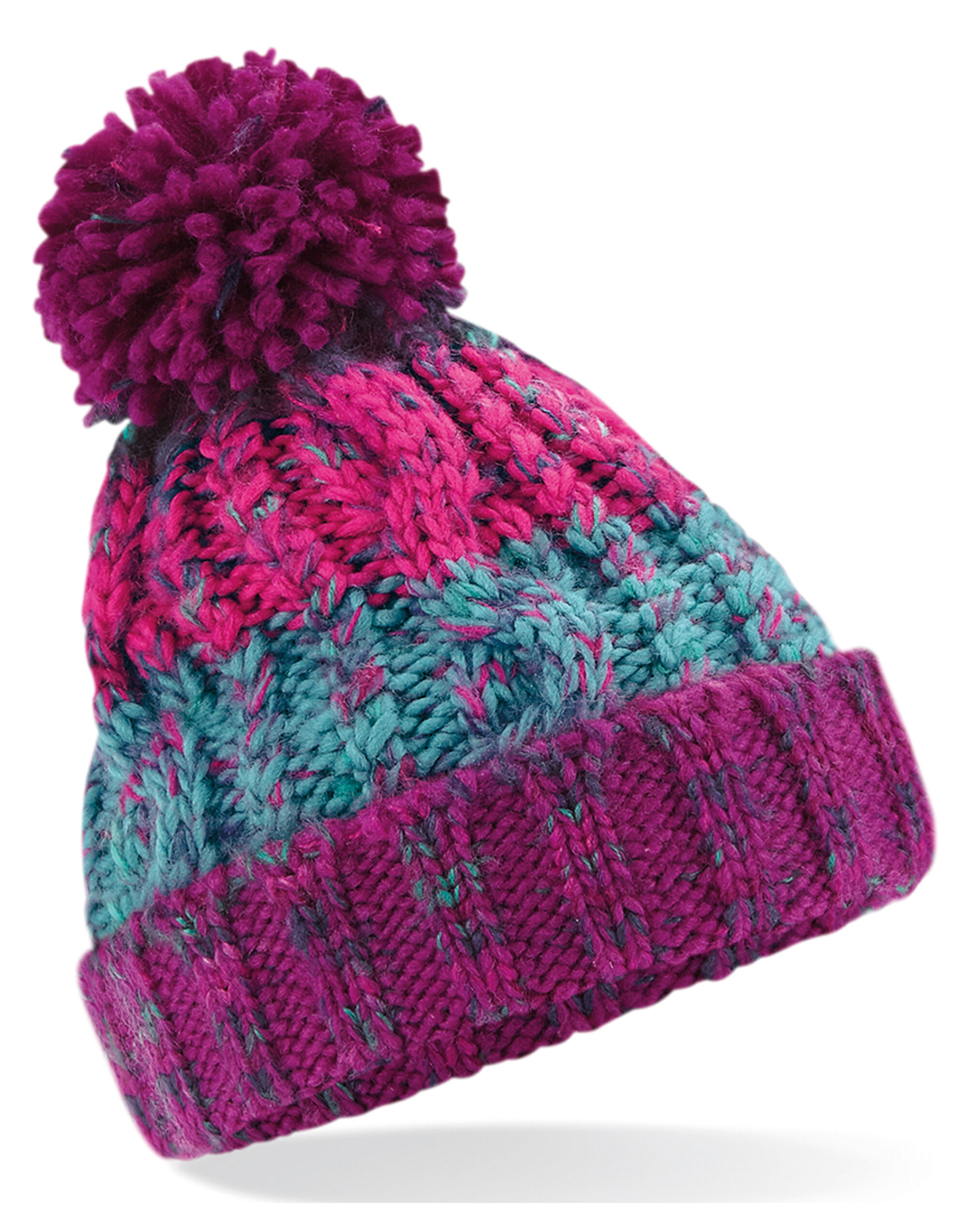 B486B Junior Corkscrew Pom Pom Beanie Winter Berries