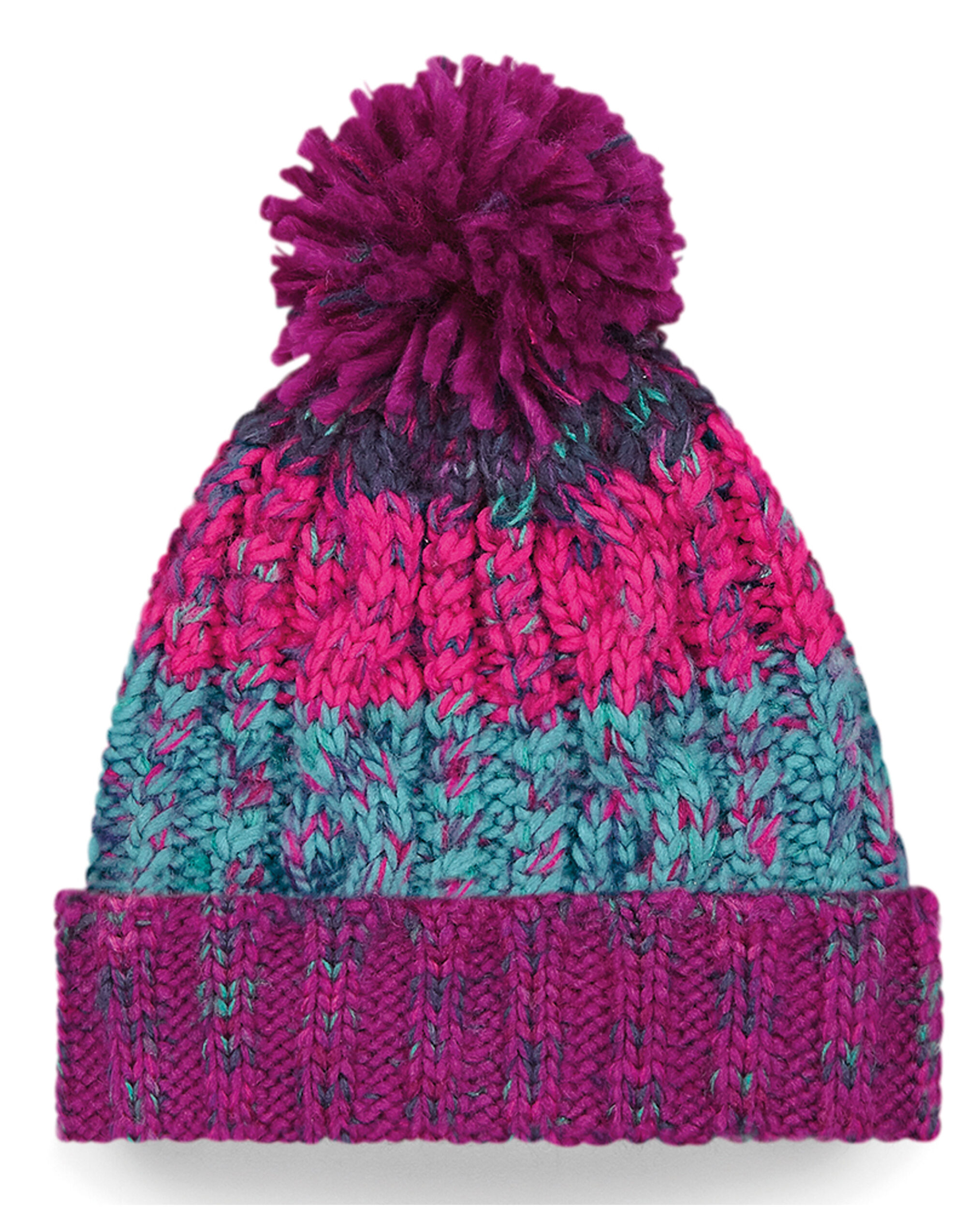 B486B Junior Corkscrew Pom Pom Beanie Winter Berries