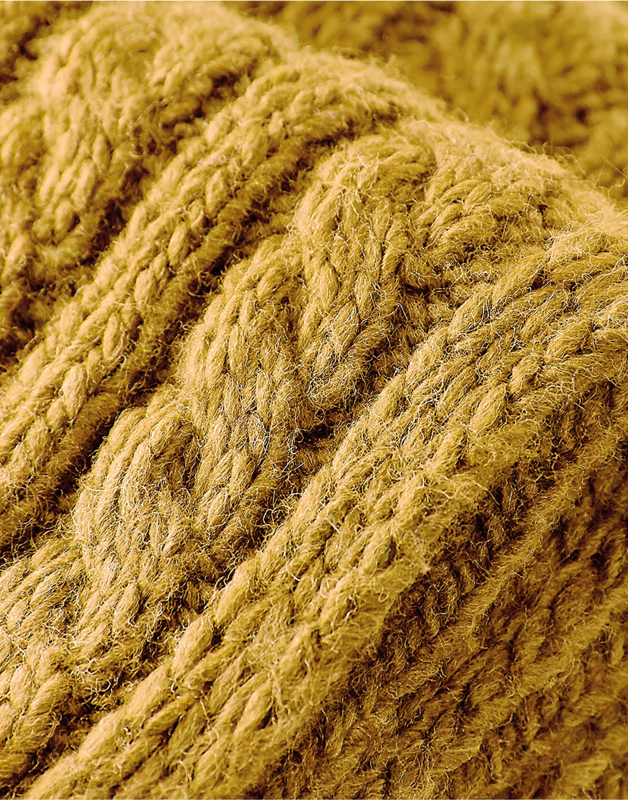 B499 Cable Knit Melange Scarf Mustard