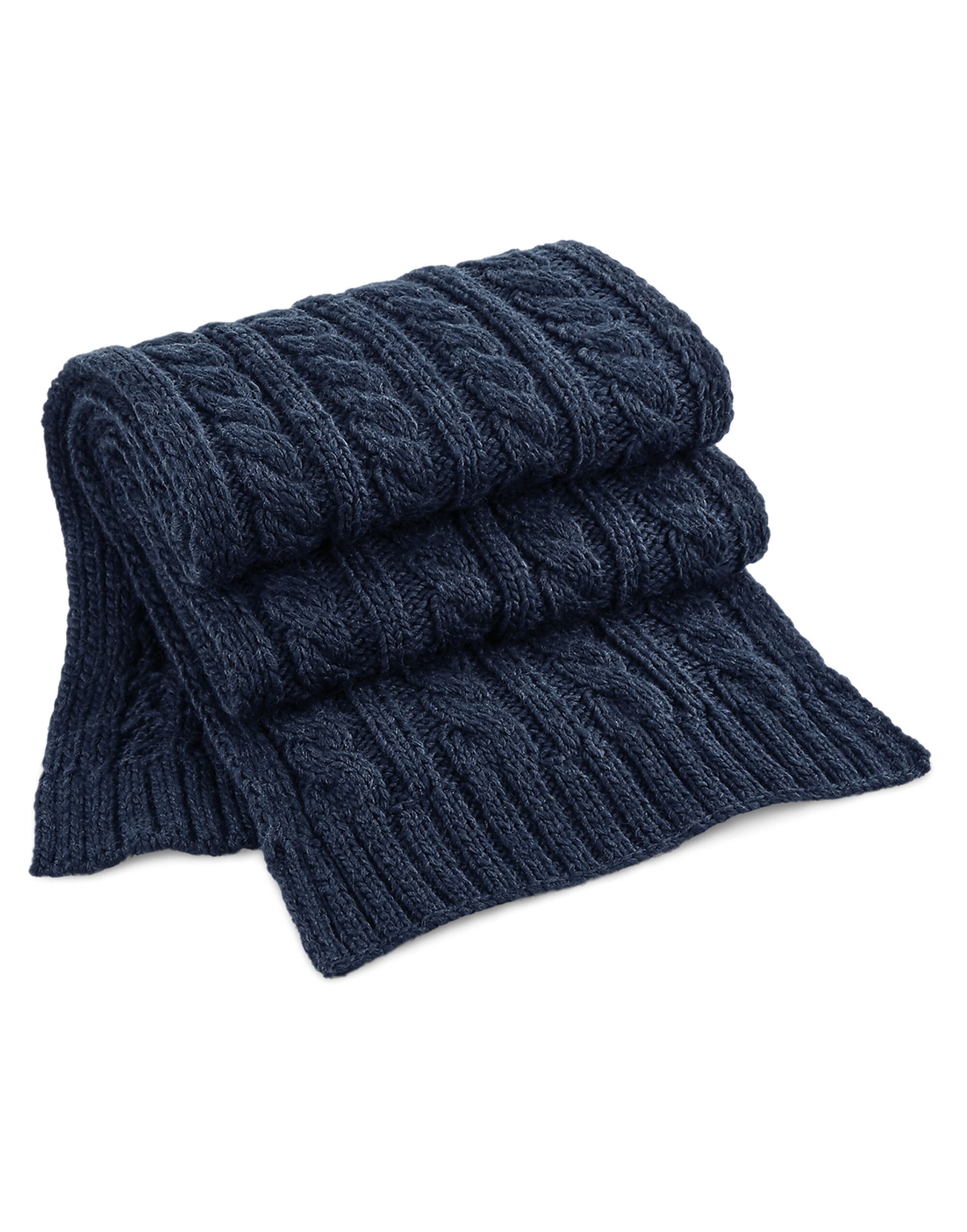 B499 Cable Knit Melange Scarf Navy B499 Cable Knit Melange Scarf Navy