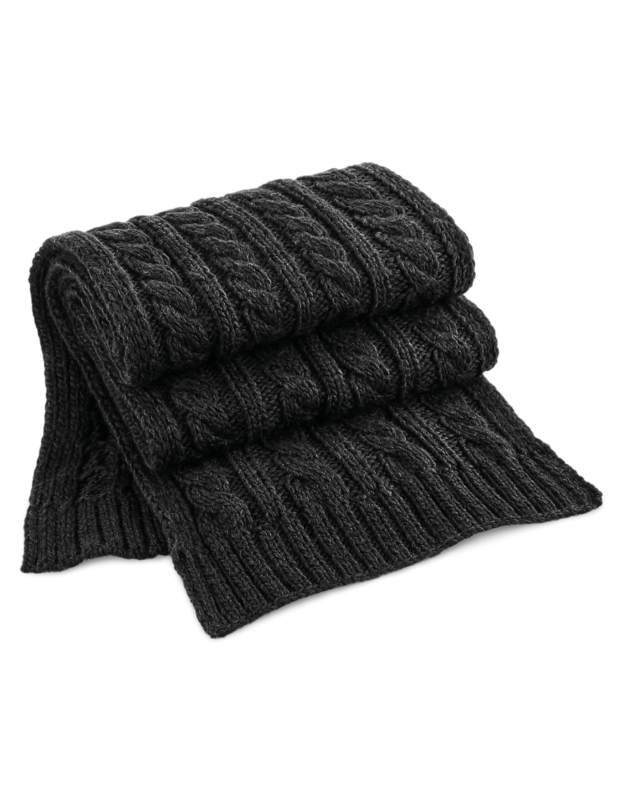 B499 Cable Knit Melange Scarf Black B499 Cable Knit Melange Scarf Black