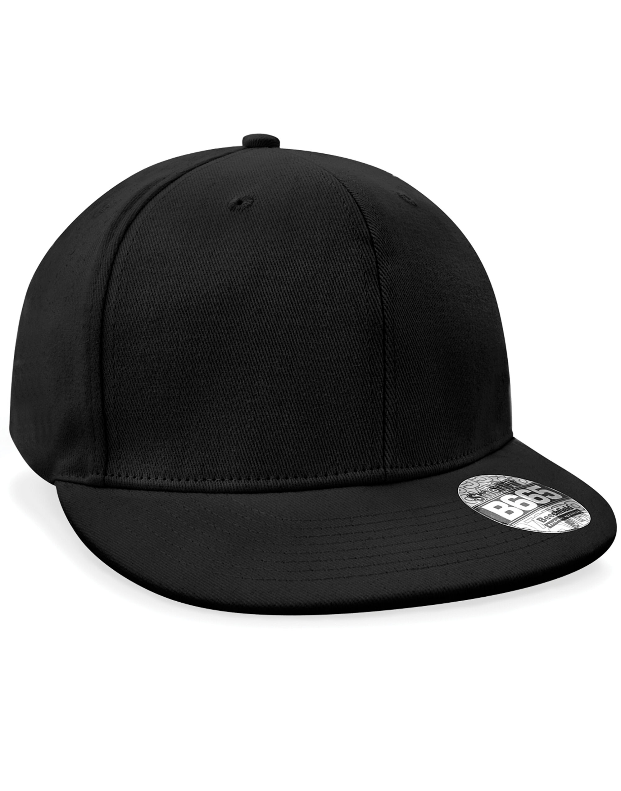 B665 Pro-Stretch Flat Peak Cap Black
