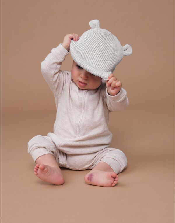 B340A Almond Organic Baby Bear Beanie