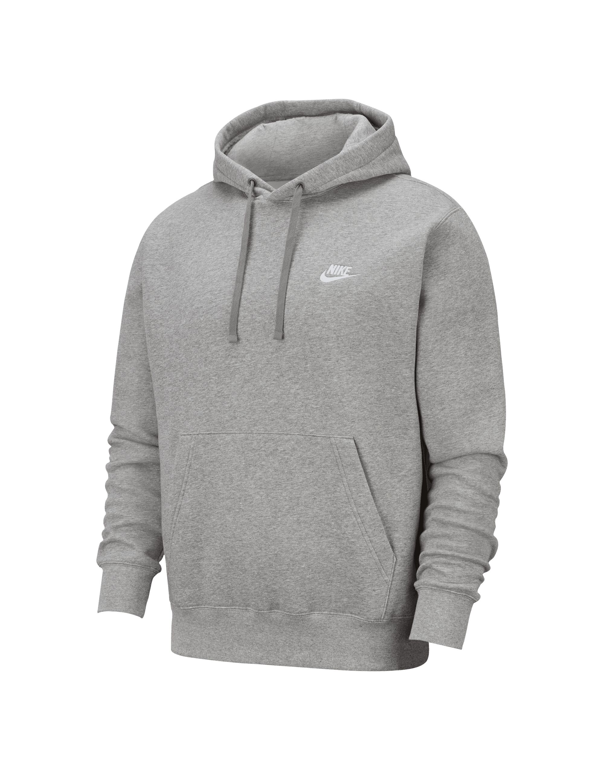 BV2654 Dark Grey Heather/Matte Silver/White Sportswear Club Hoodie