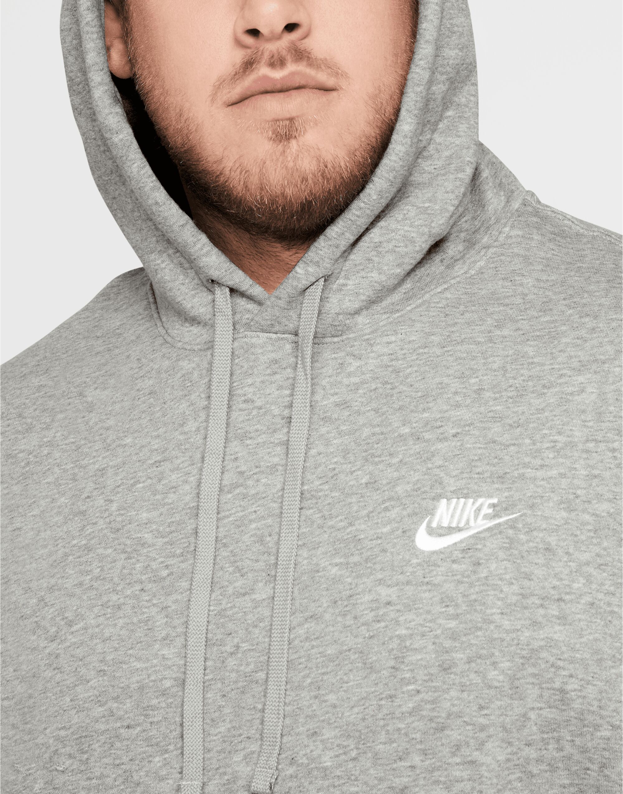 BV2654 Dark Grey Heather/Matte Silver/White Sportswear Club Hoodie