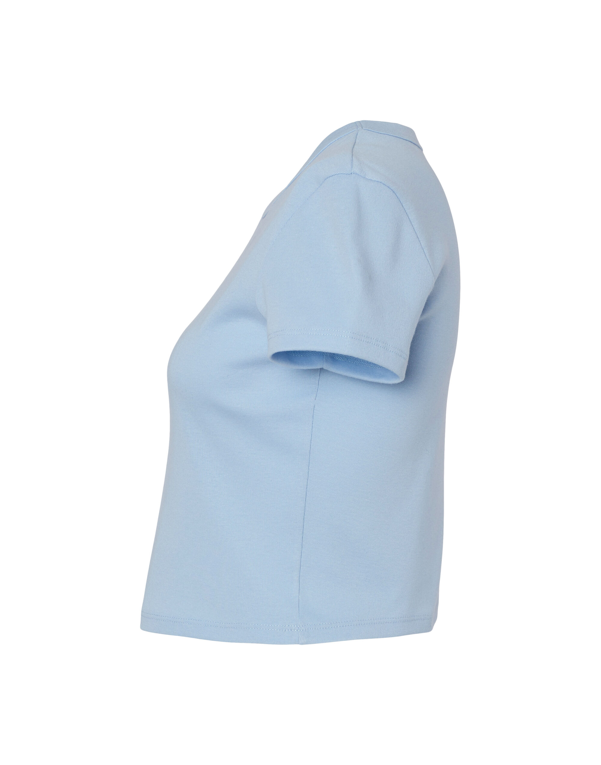 BE1010 Solid Baby Blue Blend Women’s Micro Rib Baby Tee