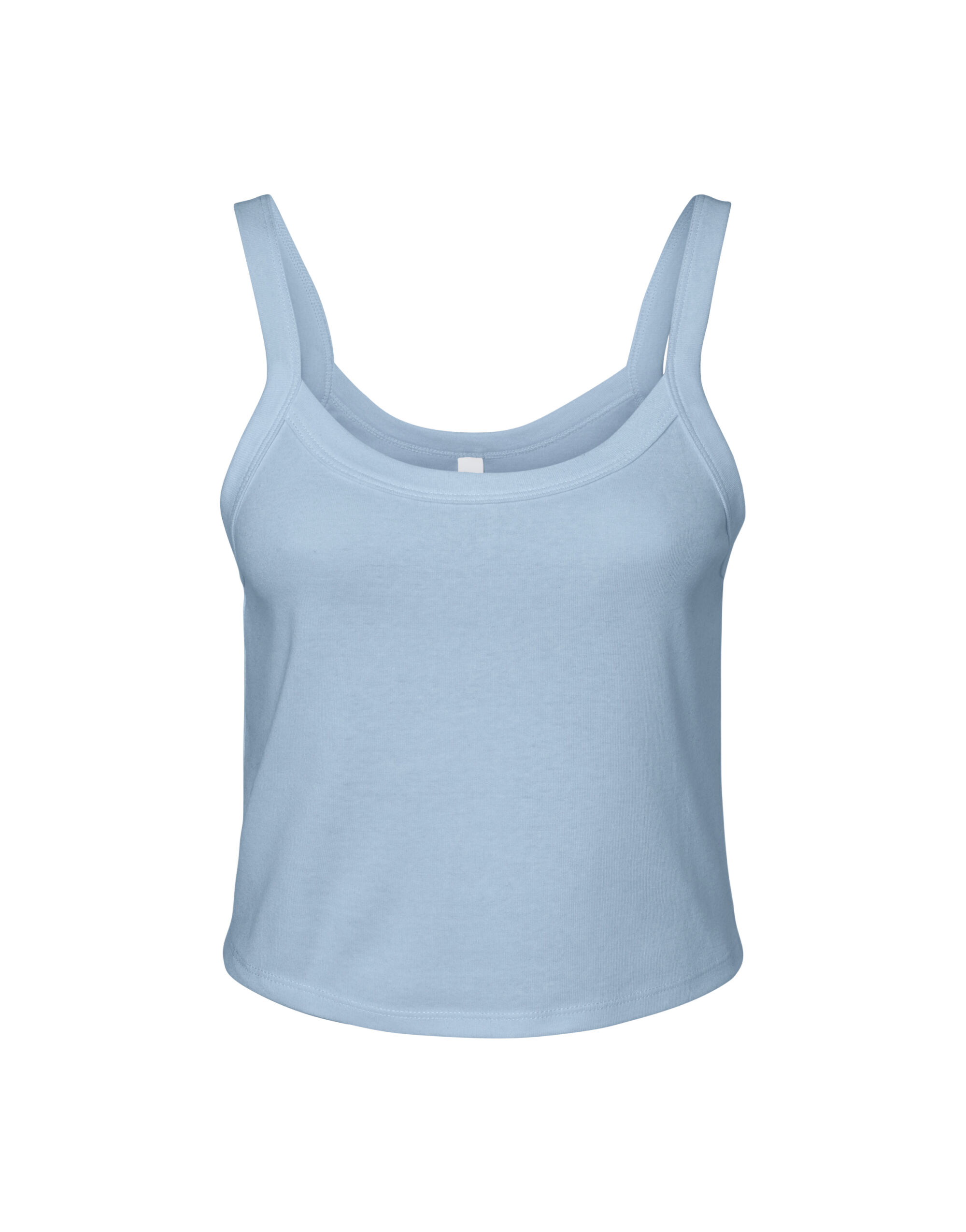 BE1012 Women’s Micro Rib Strap Tank Solid Baby Blue Blend