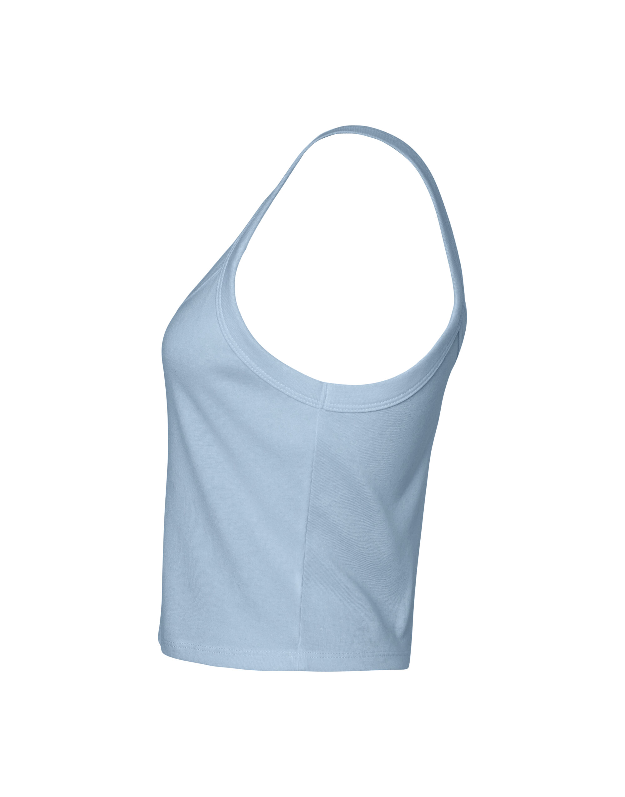 BE1012 Women’s Micro Rib Strap Tank Solid Baby Blue Blend