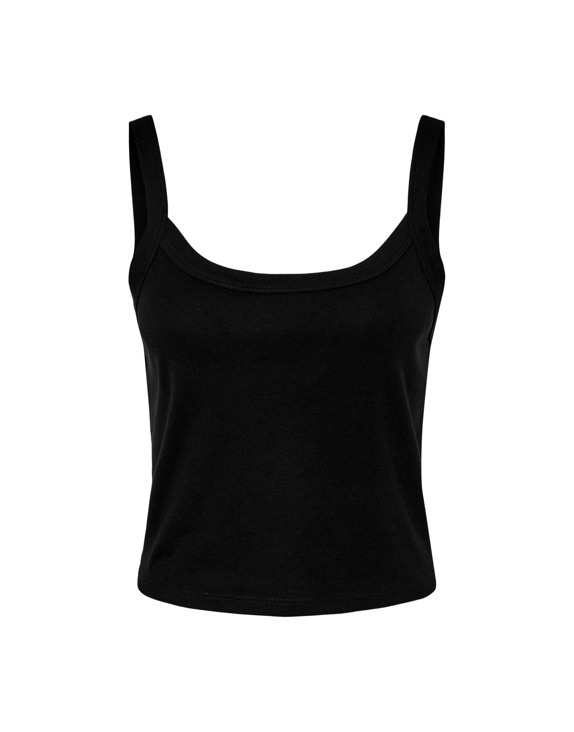 BE1012 Solid Black Blend Women’s Micro Rib Strap Tank