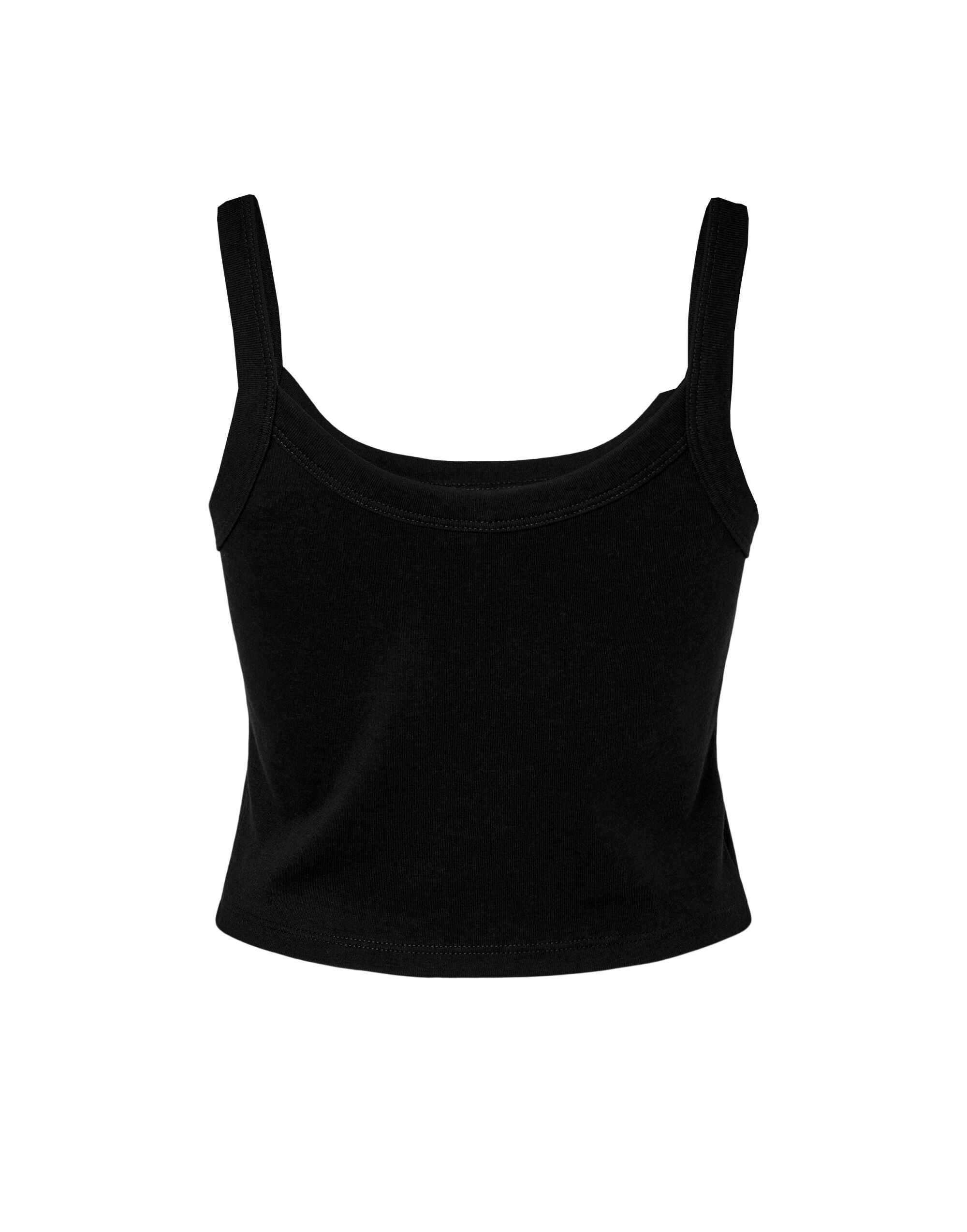 BE1012 Women’s Micro Rib Strap Tank Solid Black Blend