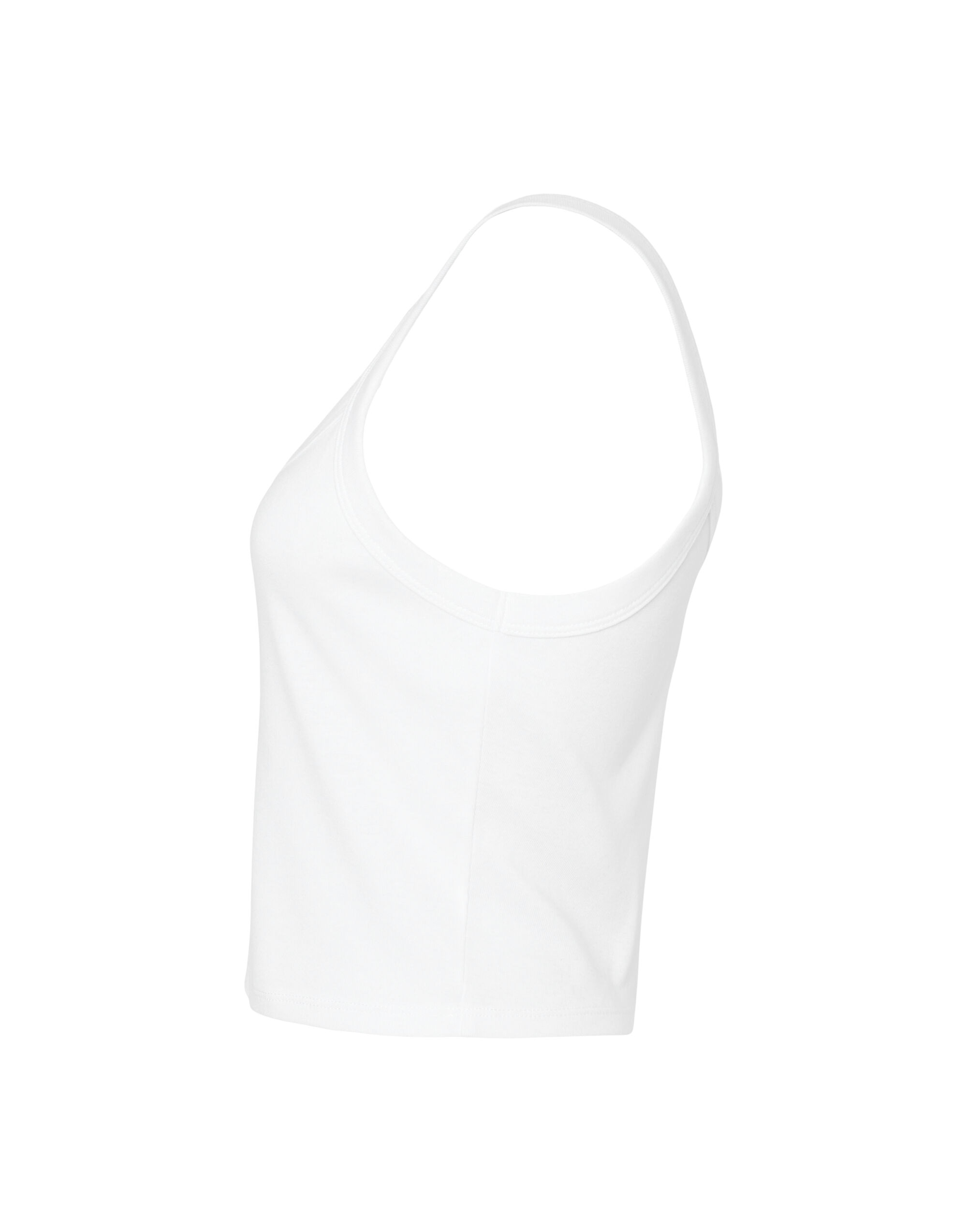 BE1012 Women’s Micro Rib Strap Tank Solid White Blend