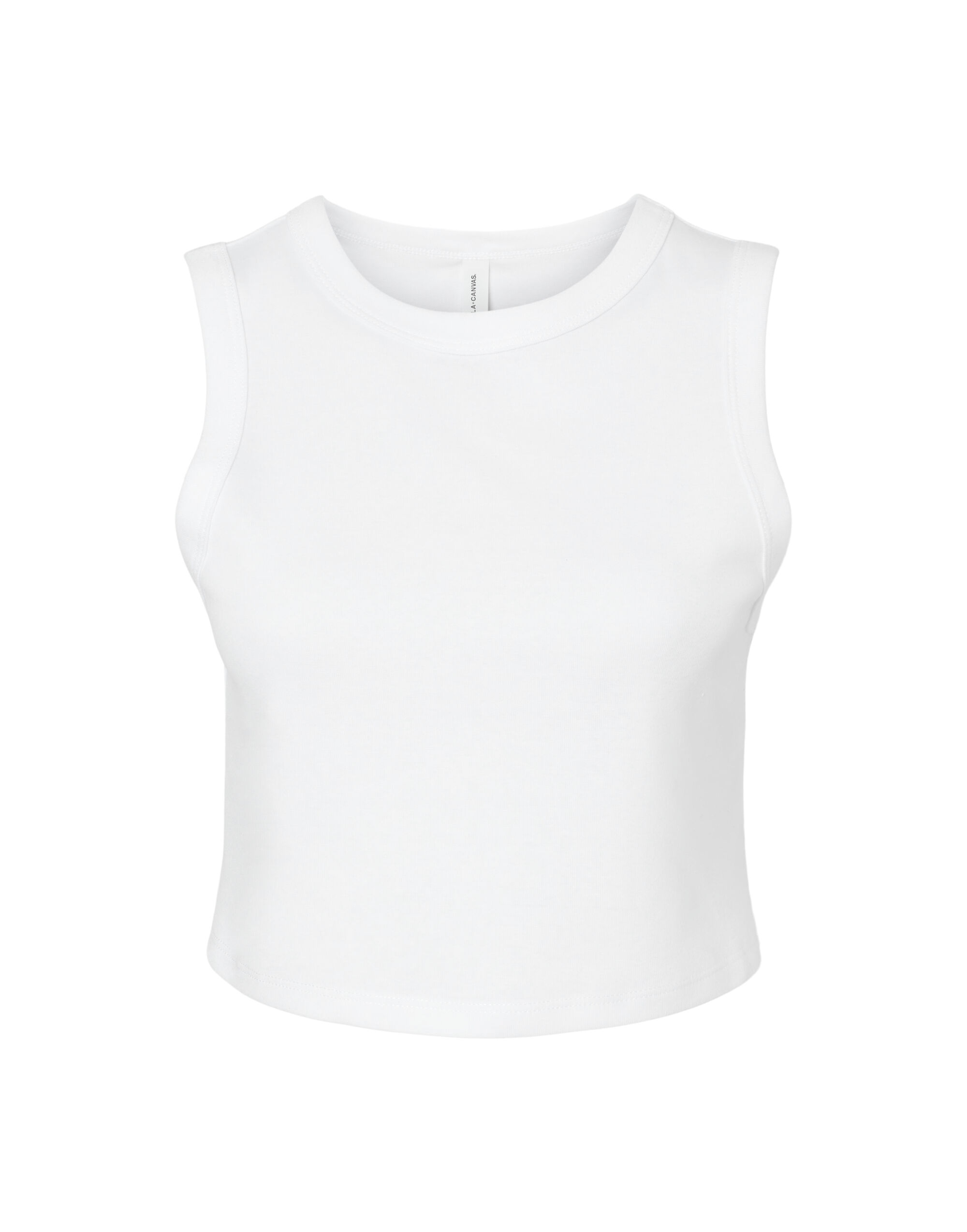 BE1013 Women’s Micro Rib Muscle Crop Tank Solid White Blend
