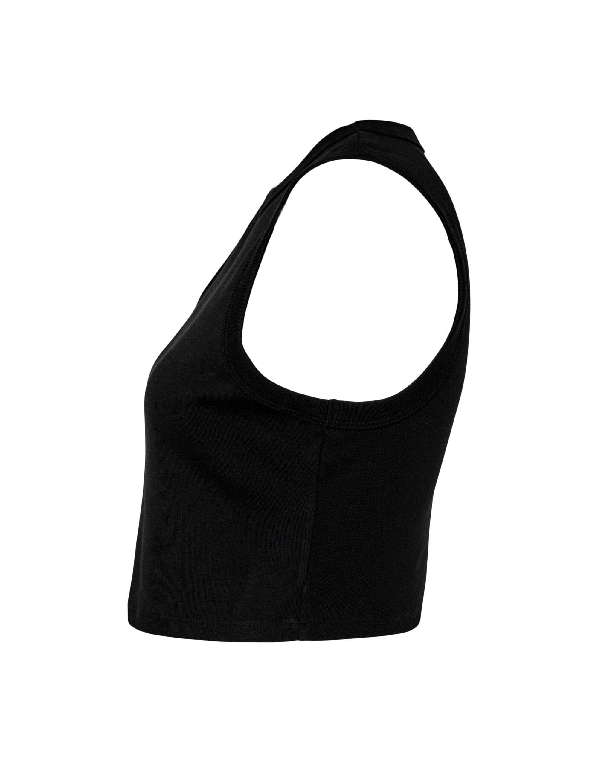 BE1013 Women’s Micro Rib Muscle Crop Tank Solid Black Blend