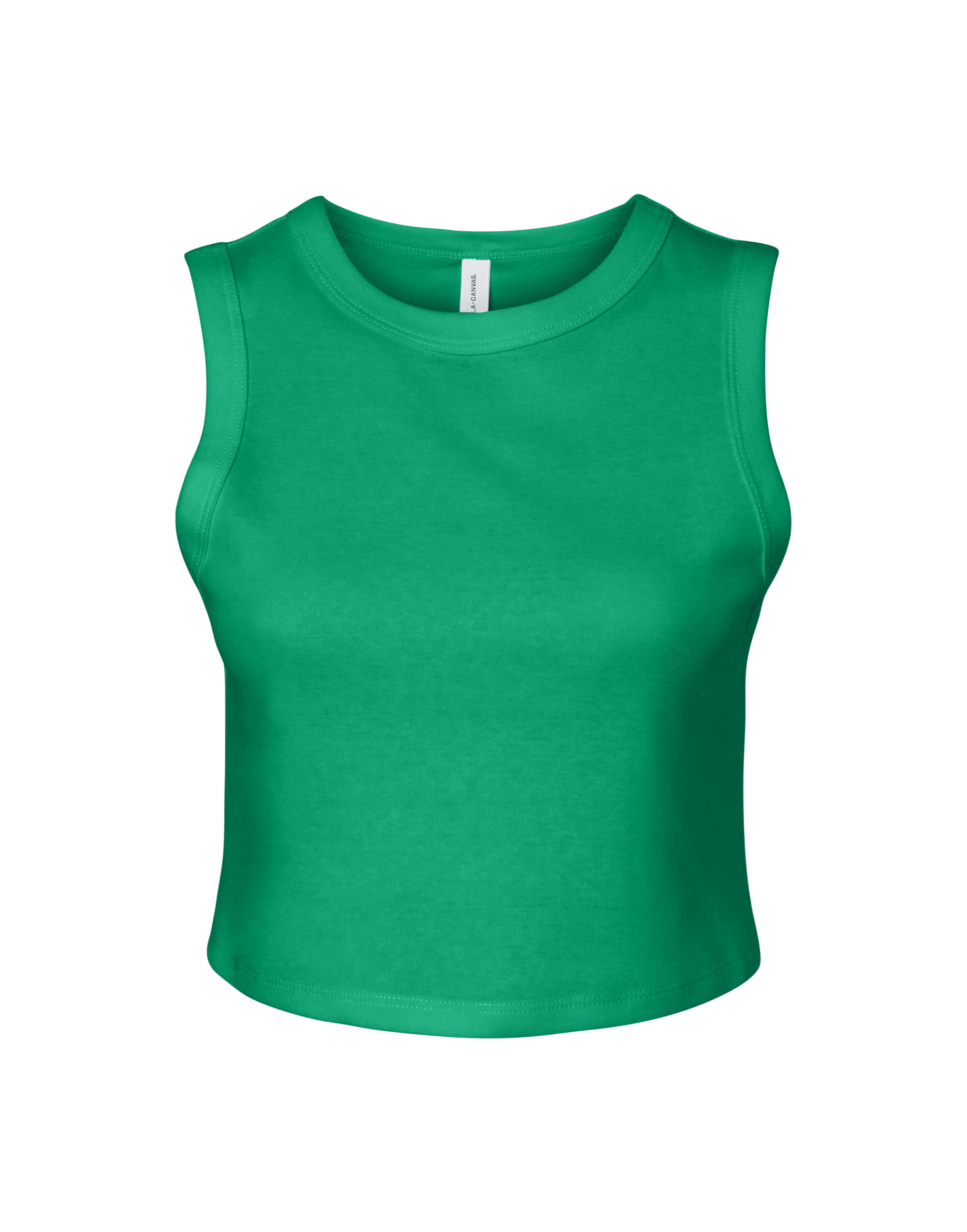 BE1013 Women’s Micro Rib Muscle Crop Tank Solid Kelly Blend