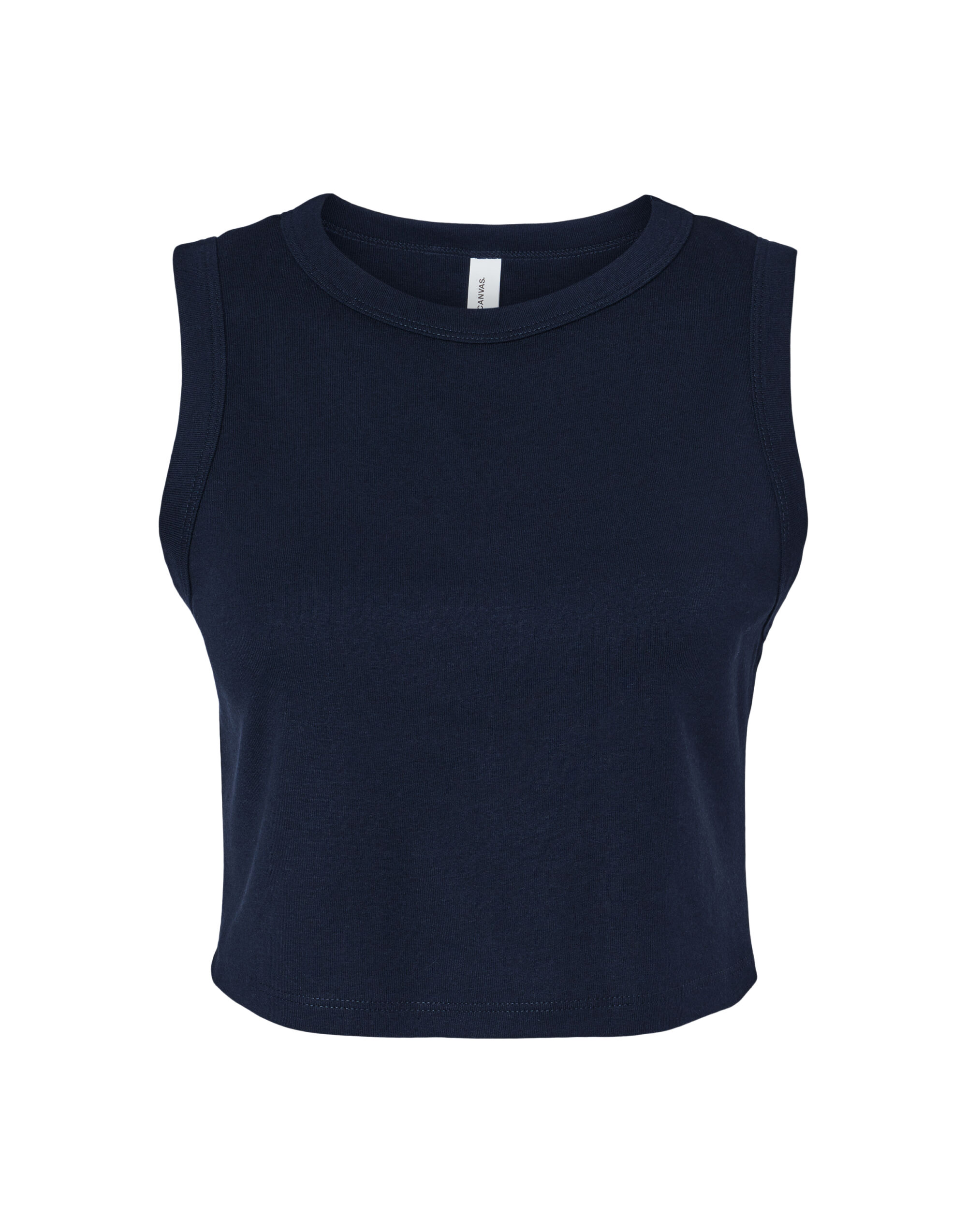 BE1013 Women’s Micro Rib Muscle Crop Tank Solid Navy Blend