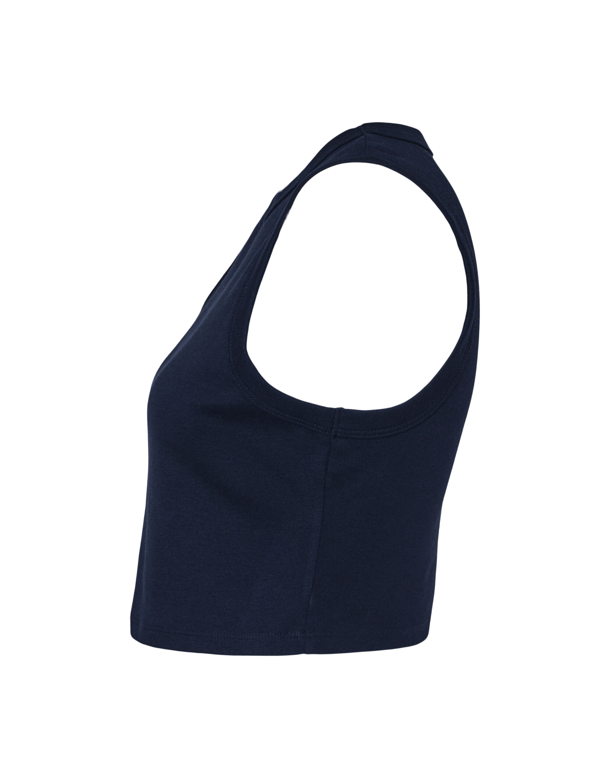 BE1013 Women’s Micro Rib Muscle Crop Tank Solid Navy Blend
