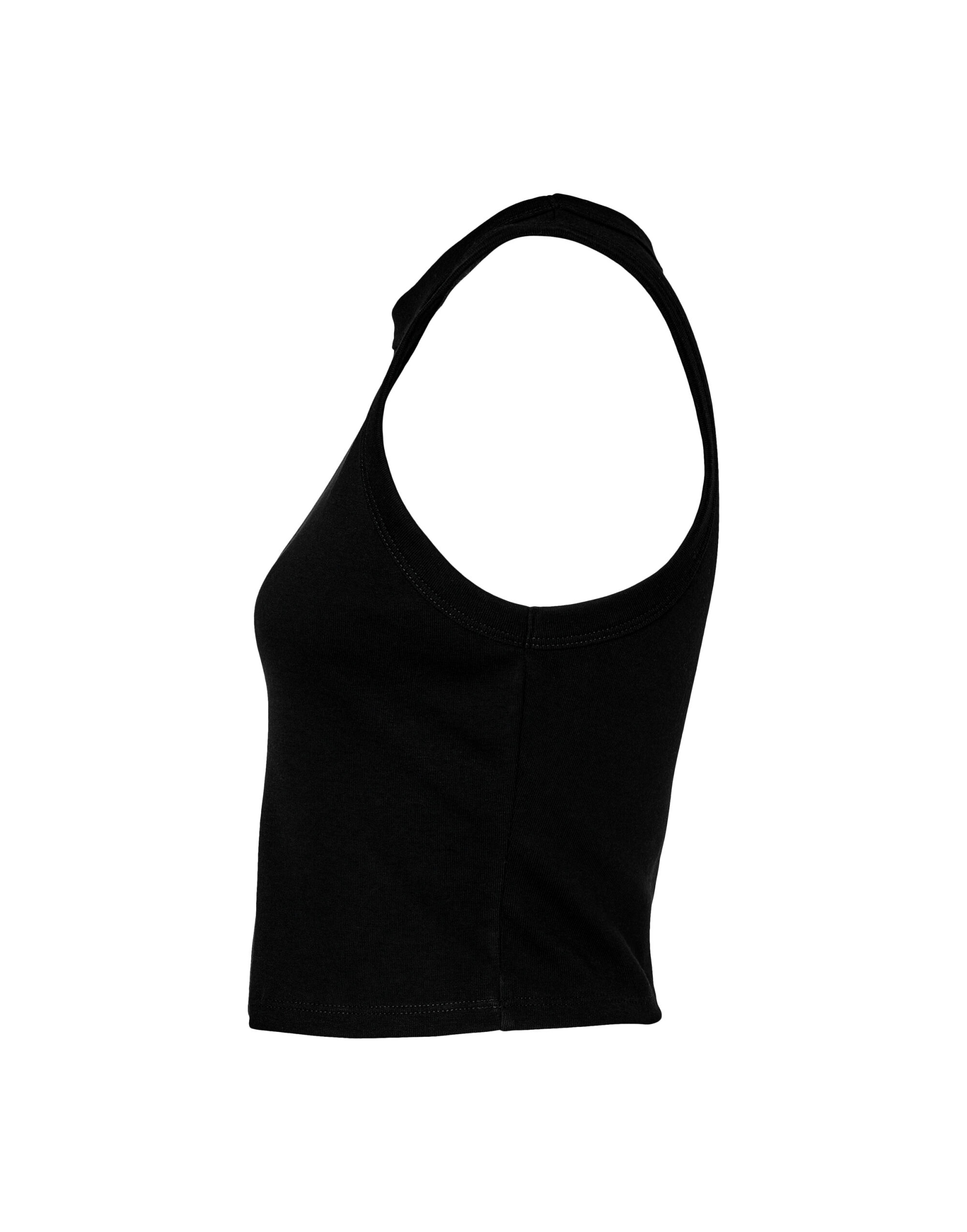 BE1019 Women’s Micro Rib Racer Tank Solid Black Blend