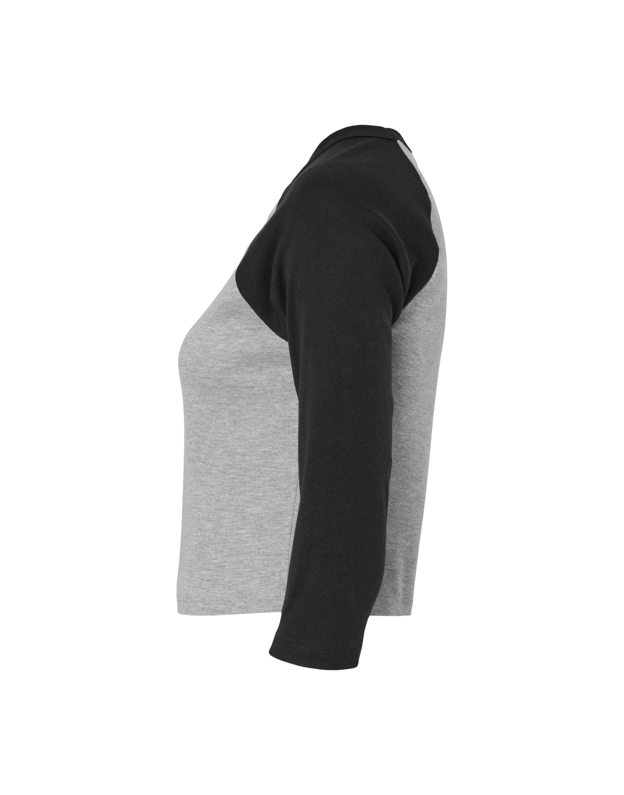BE1200 Women’s Micro Rib 3/4 Raglan Tee Athletic Heather/Black