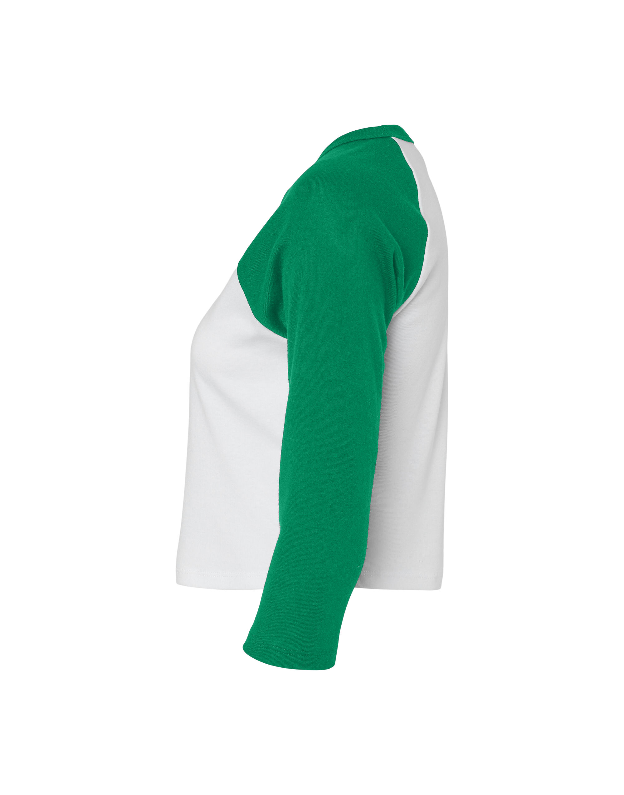 BE1200 Women’s Micro Rib 3/4 Raglan Tee White/Kelly