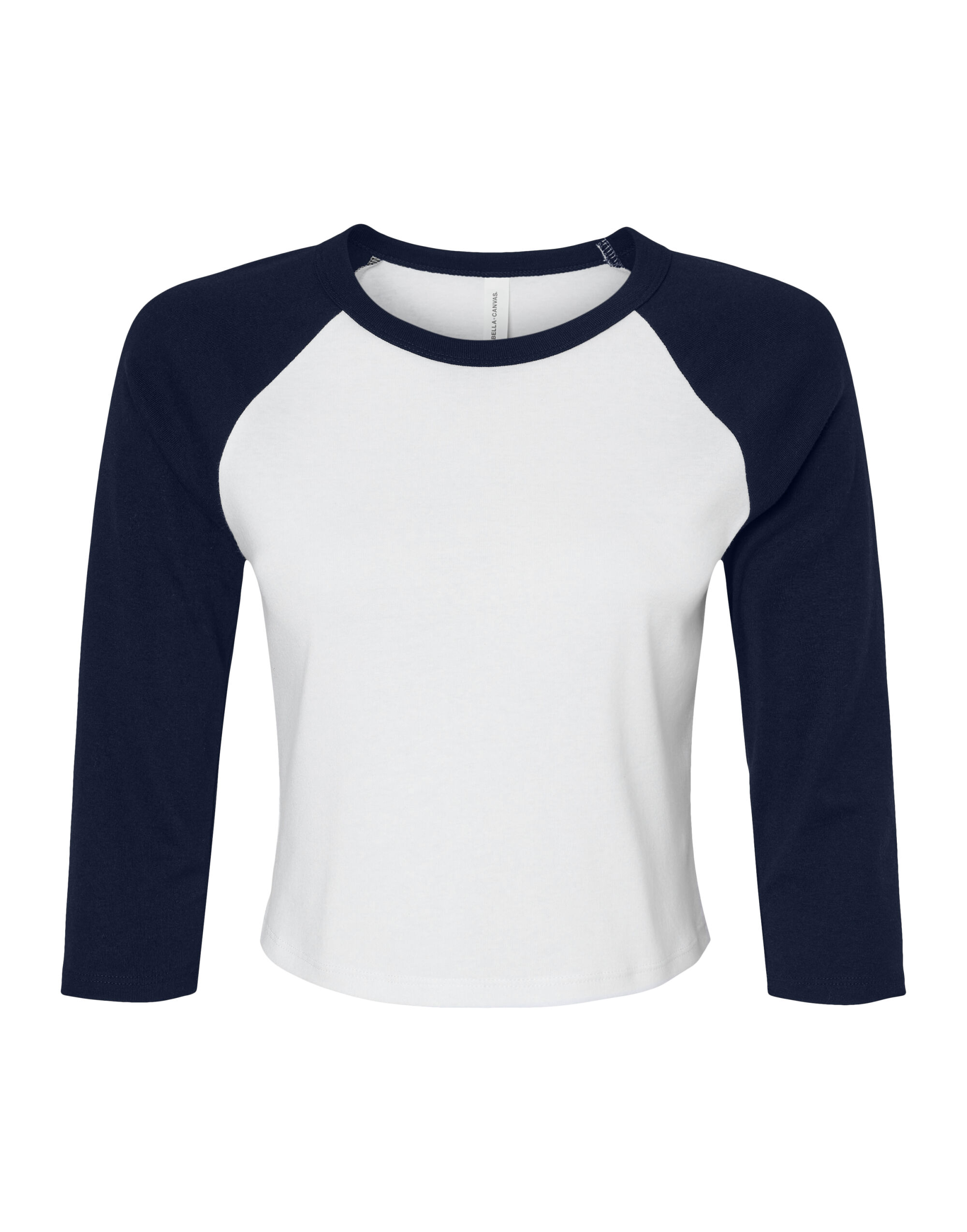 BE1200 Women’s Micro Rib 3/4 Raglan Tee White/Navy
