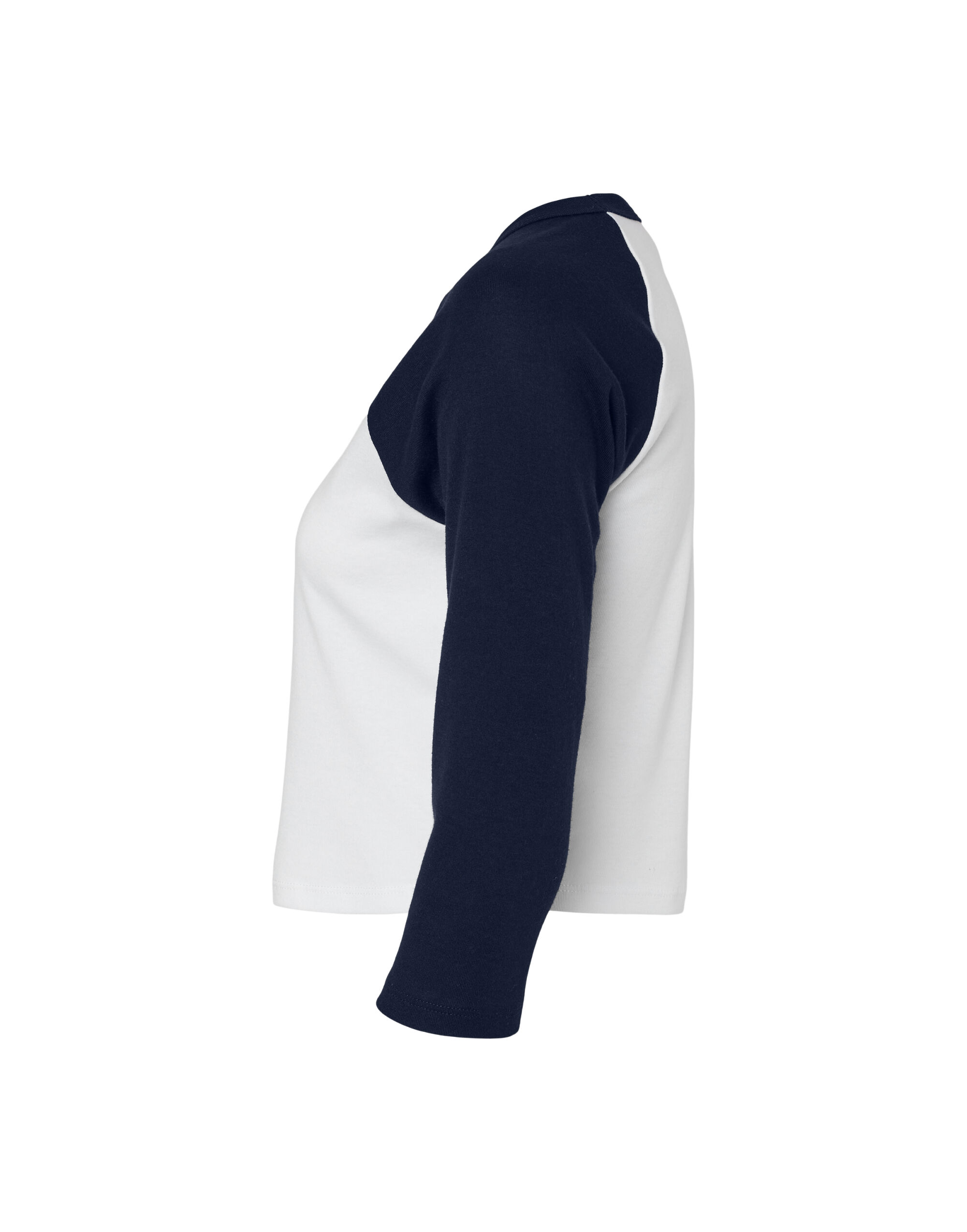 BE1200 Women’s Micro Rib 3/4 Raglan Tee White/Navy