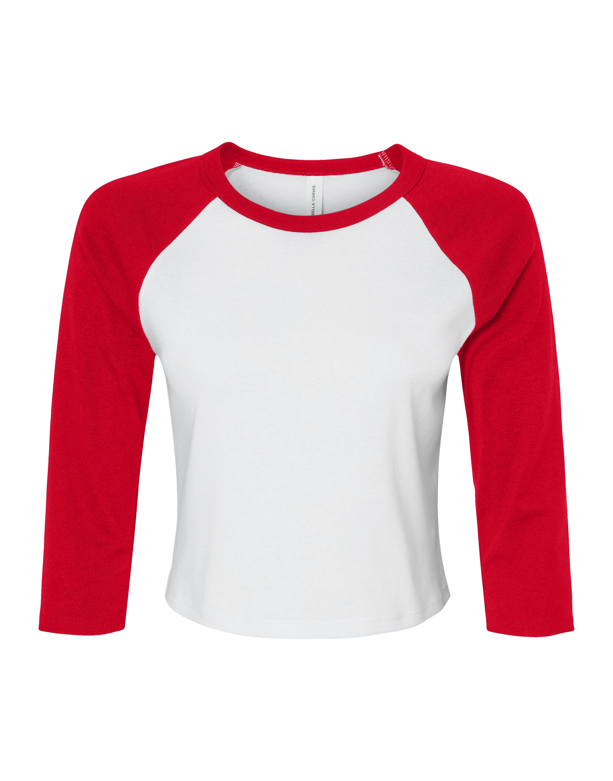 BE1200 Women’s Micro Rib 3/4 Raglan Tee White/Red