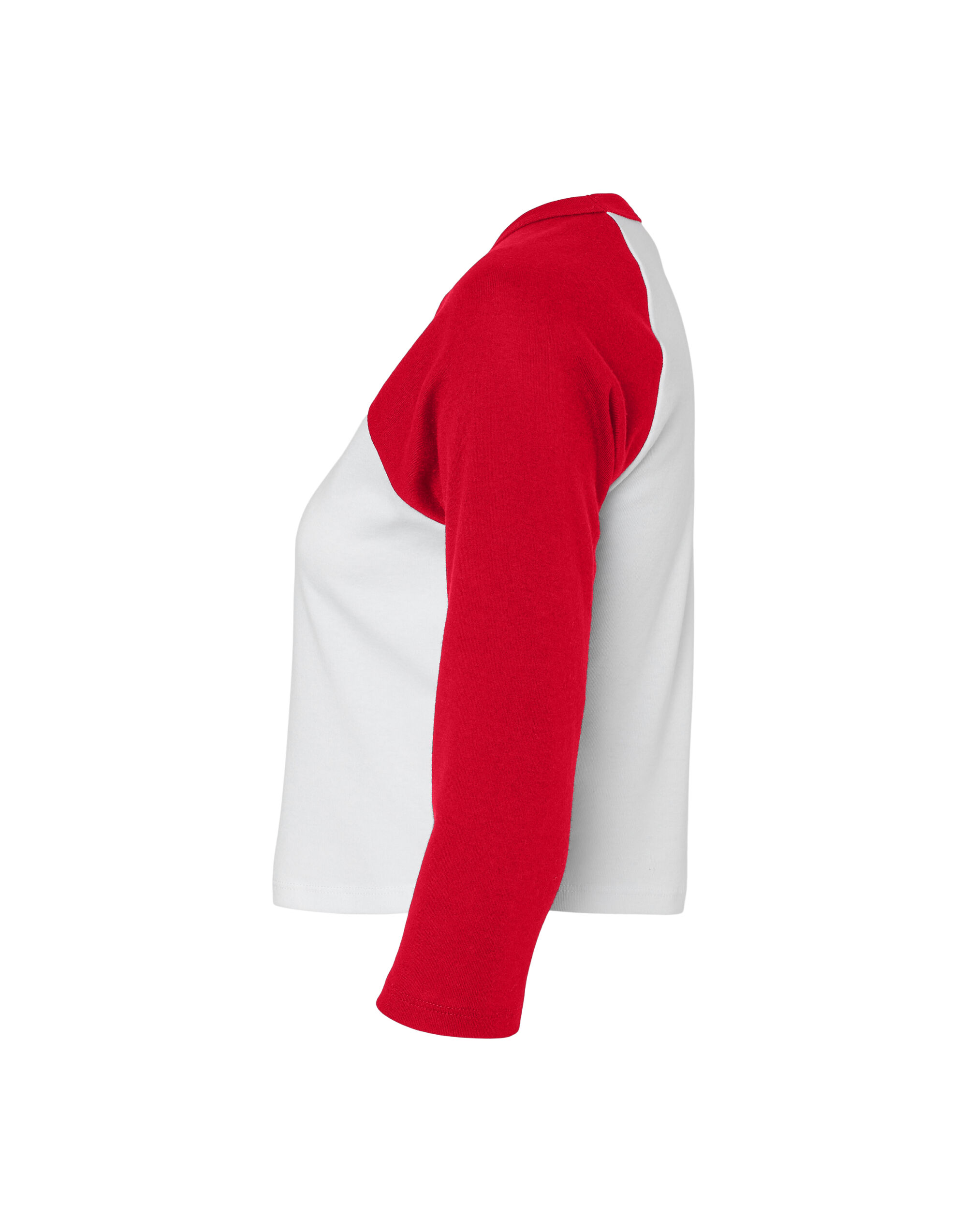 BE1200 Women’s Micro Rib 3/4 Raglan Tee White/Red