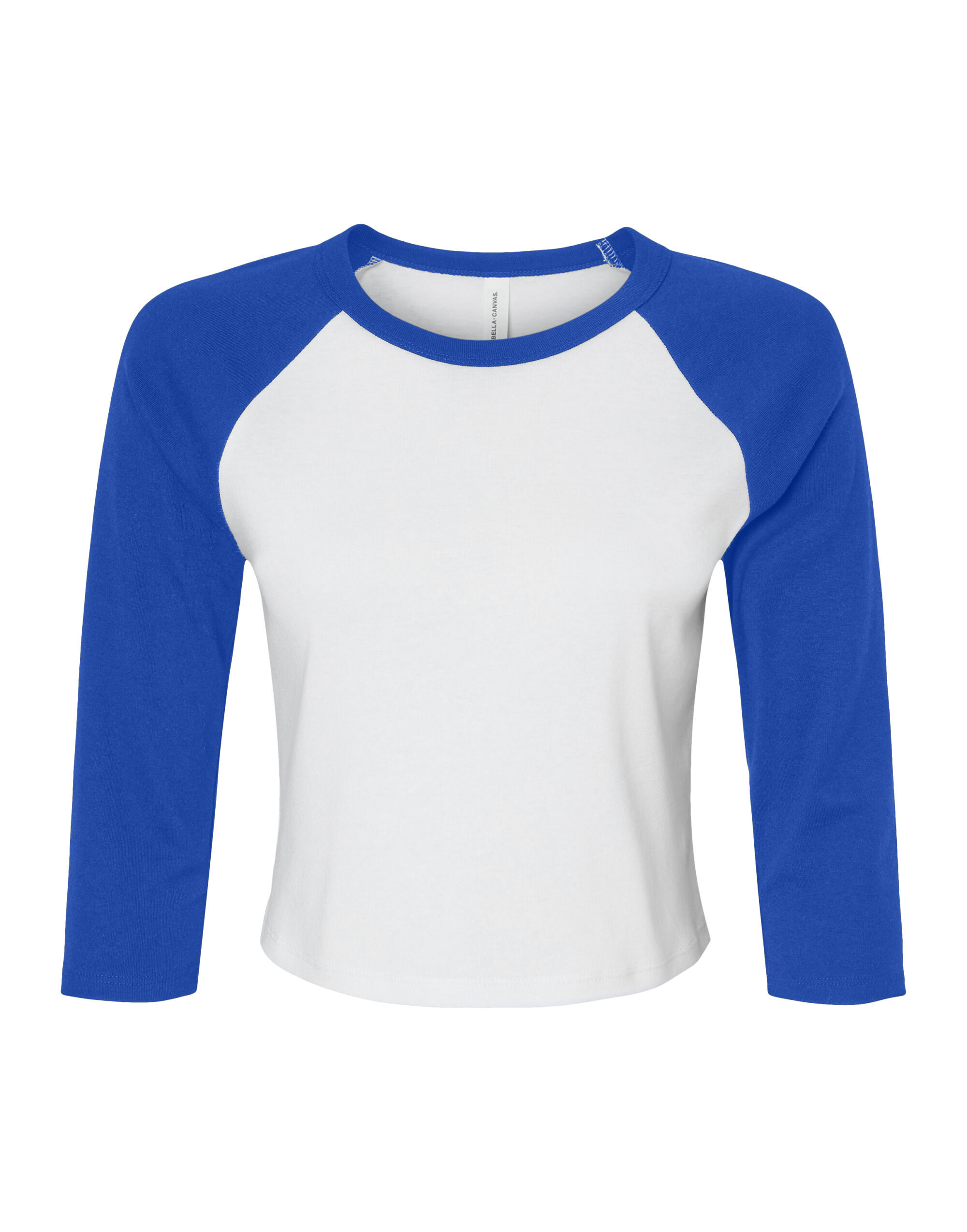 BE1200 Women’s Micro Rib 3/4 Raglan Tee White/True Royal