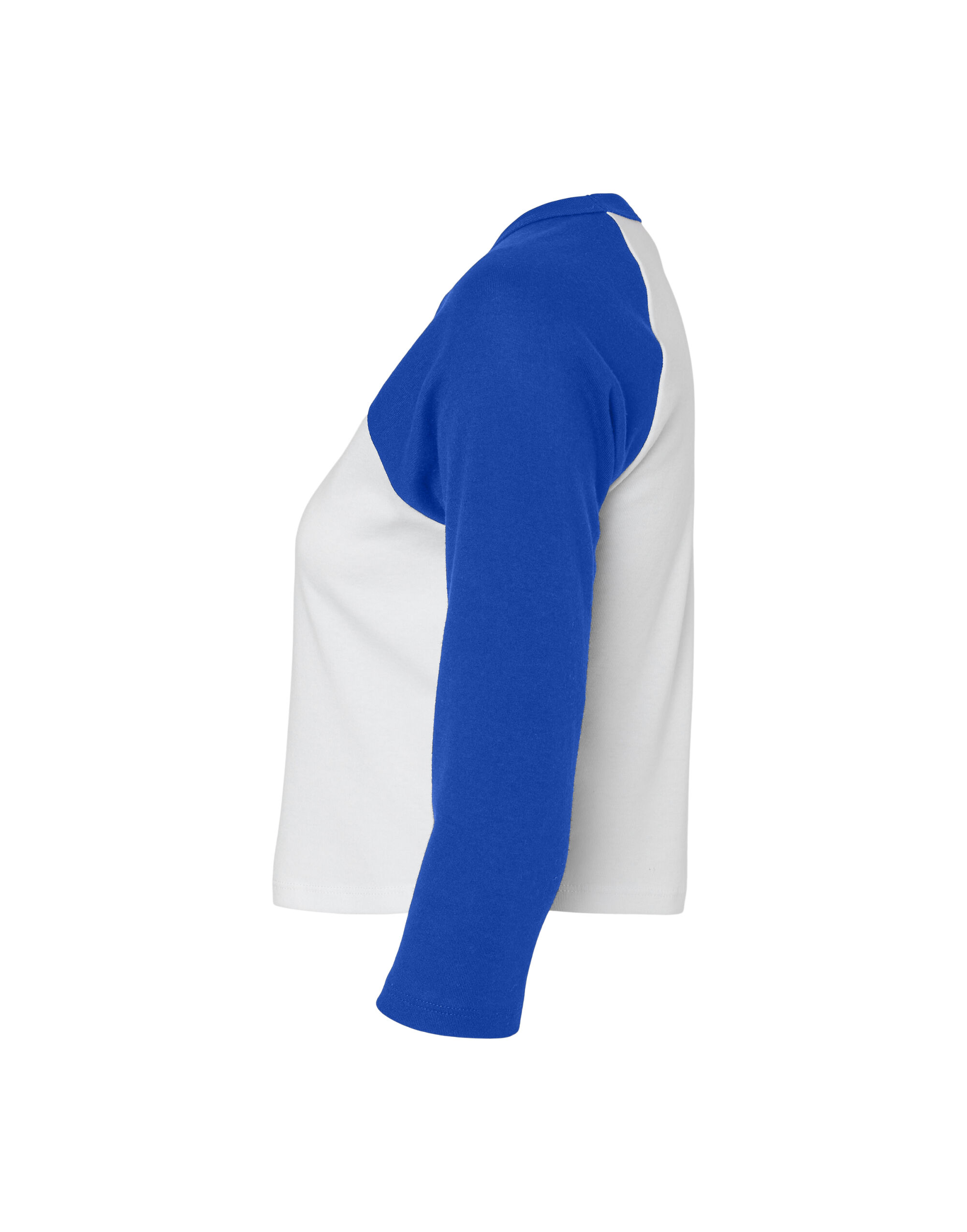 BE1200 Women’s Micro Rib 3/4 Raglan Tee White/True Royal