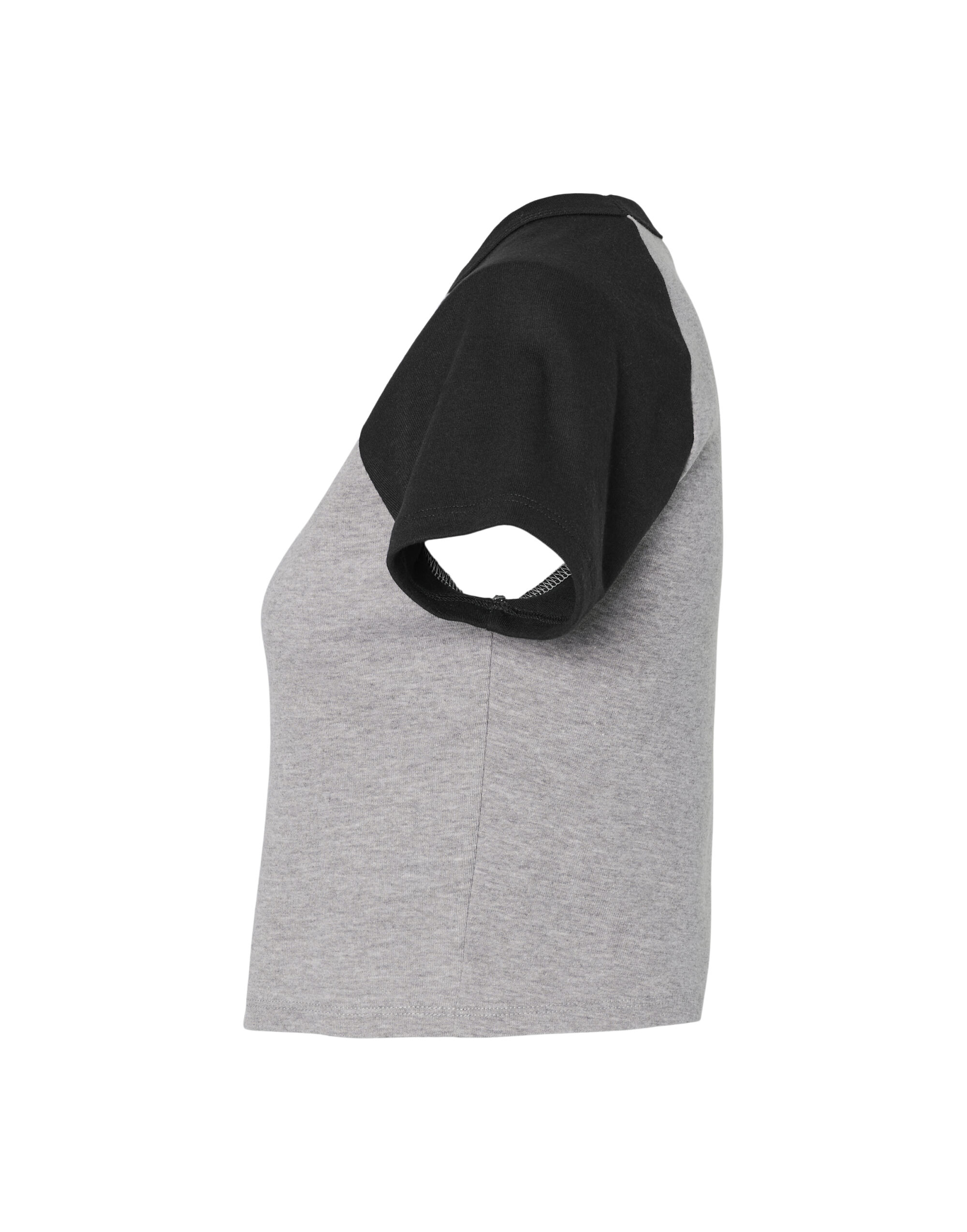 BE1201 Women’s Micro Rib Raglan Baby Tee Athletic Heather/Black